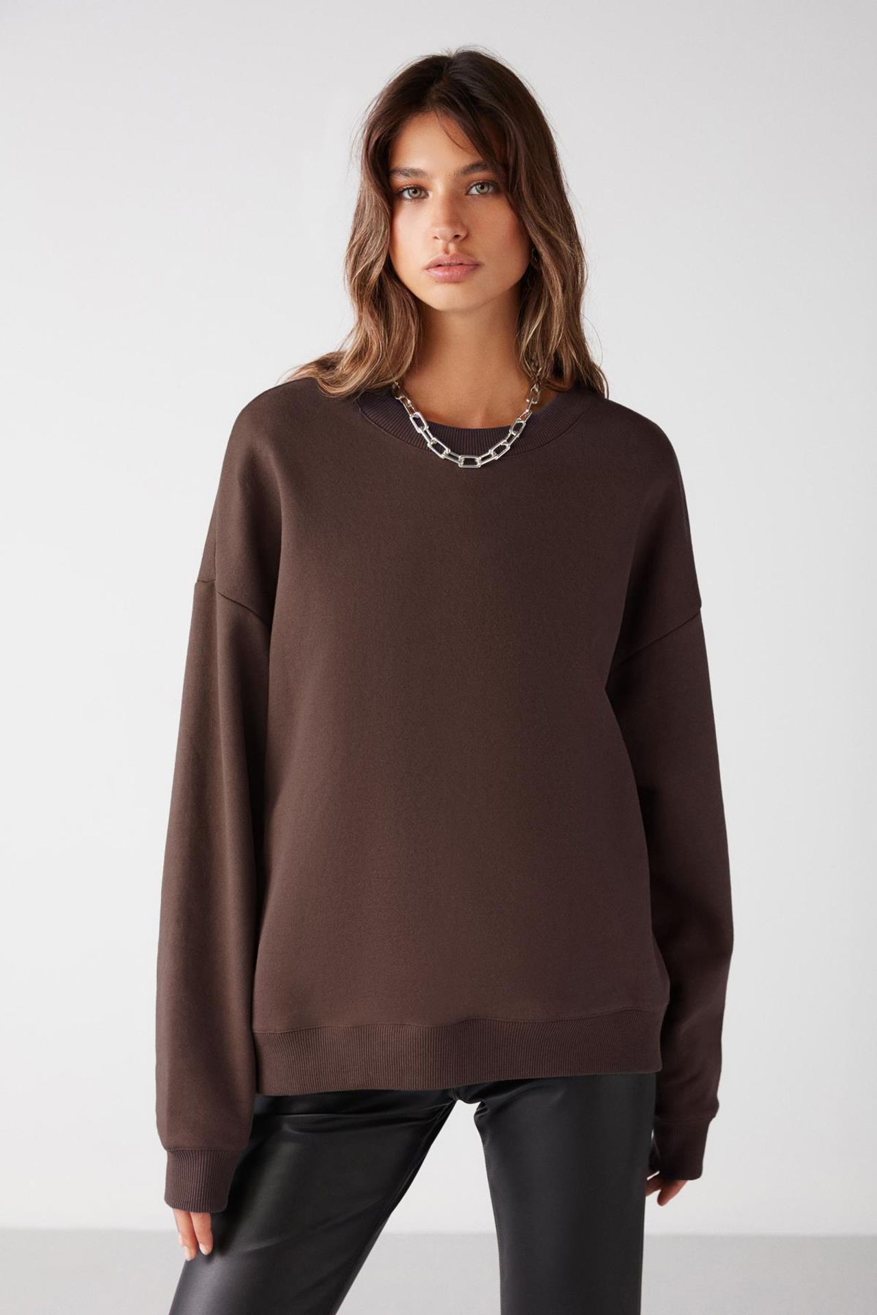 GRIMELANGE Geniş Kesimli Fitilli Bisiklet Yaka Sweatshirt 3