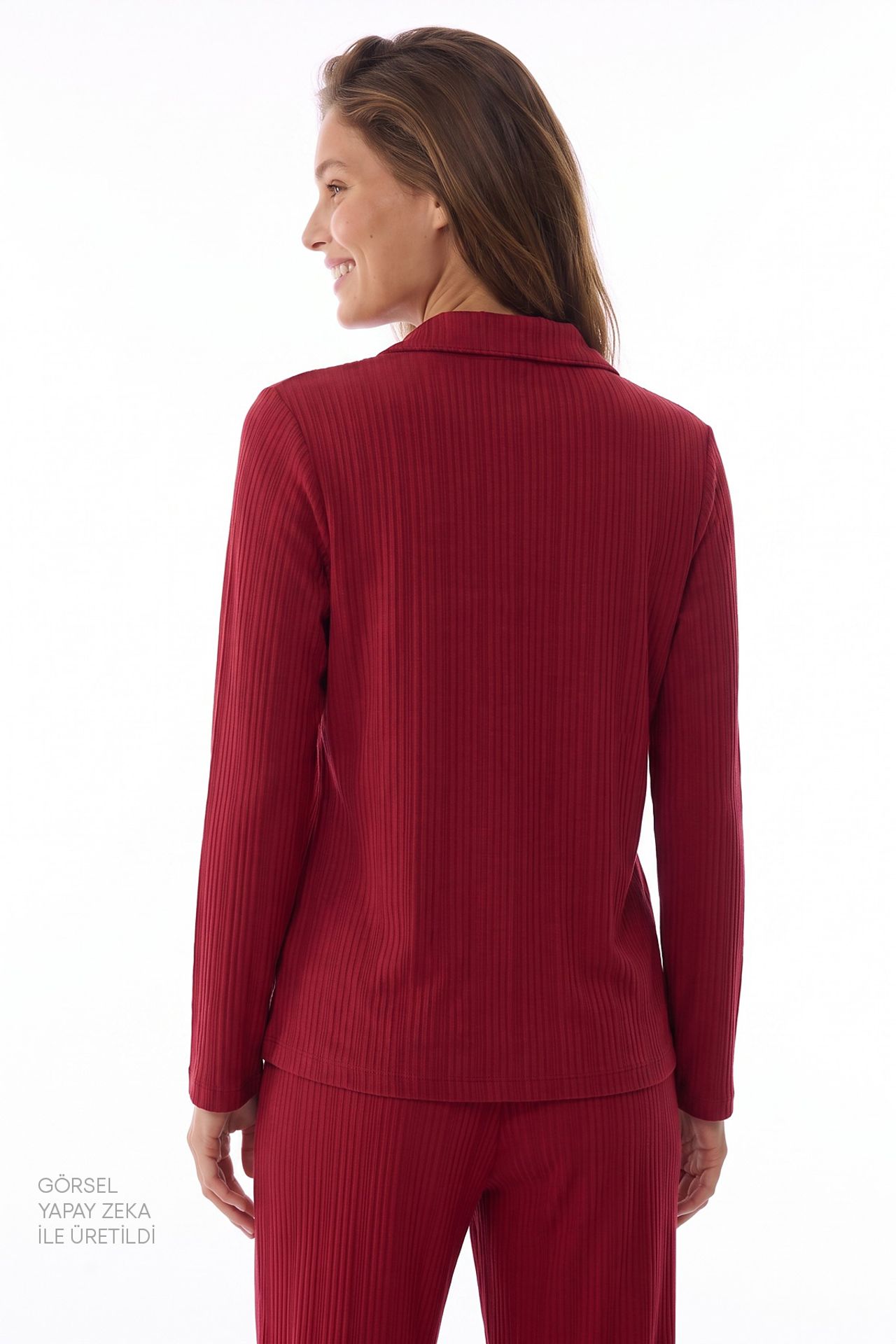 PENTI Lana Ribbed Long Sleeve Shirt Trousers Pyjama Set 6