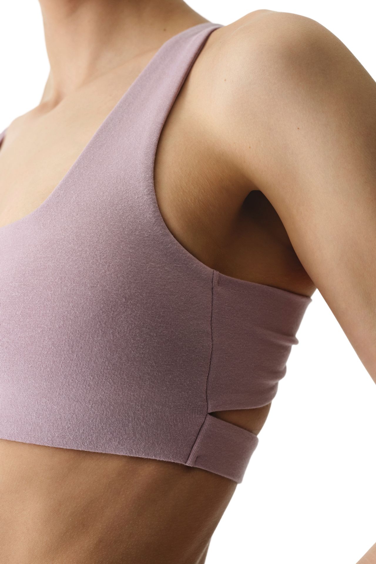 PENTI Embellished Cotton Modal Blend Cable-Knit Back Removable Padded Sports Bra 4