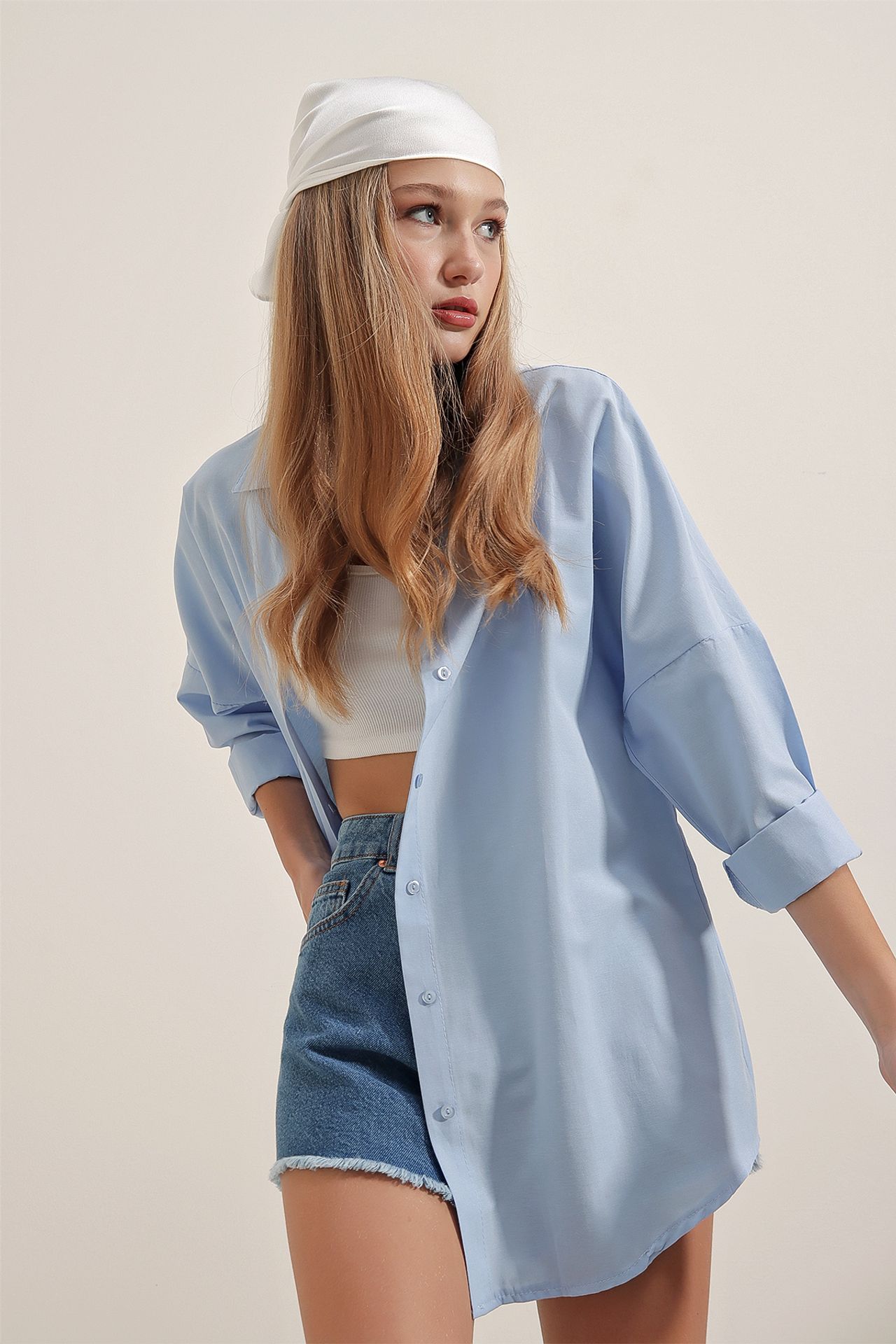 BDART Oversized Patterned Poplin Shirt With Button Closure 5