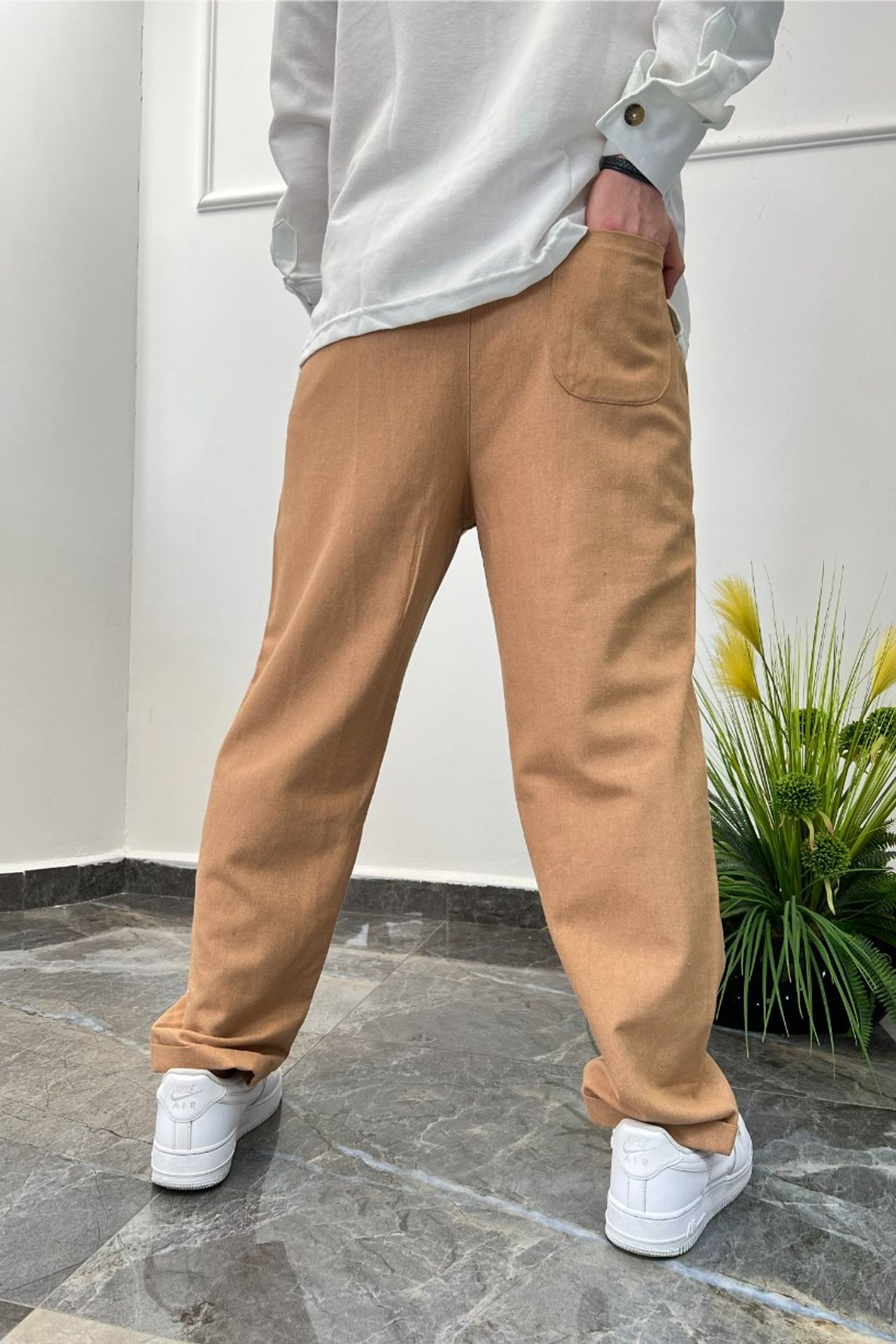 NOMARC Lastikli Bel Düz Paça Pantolon 4