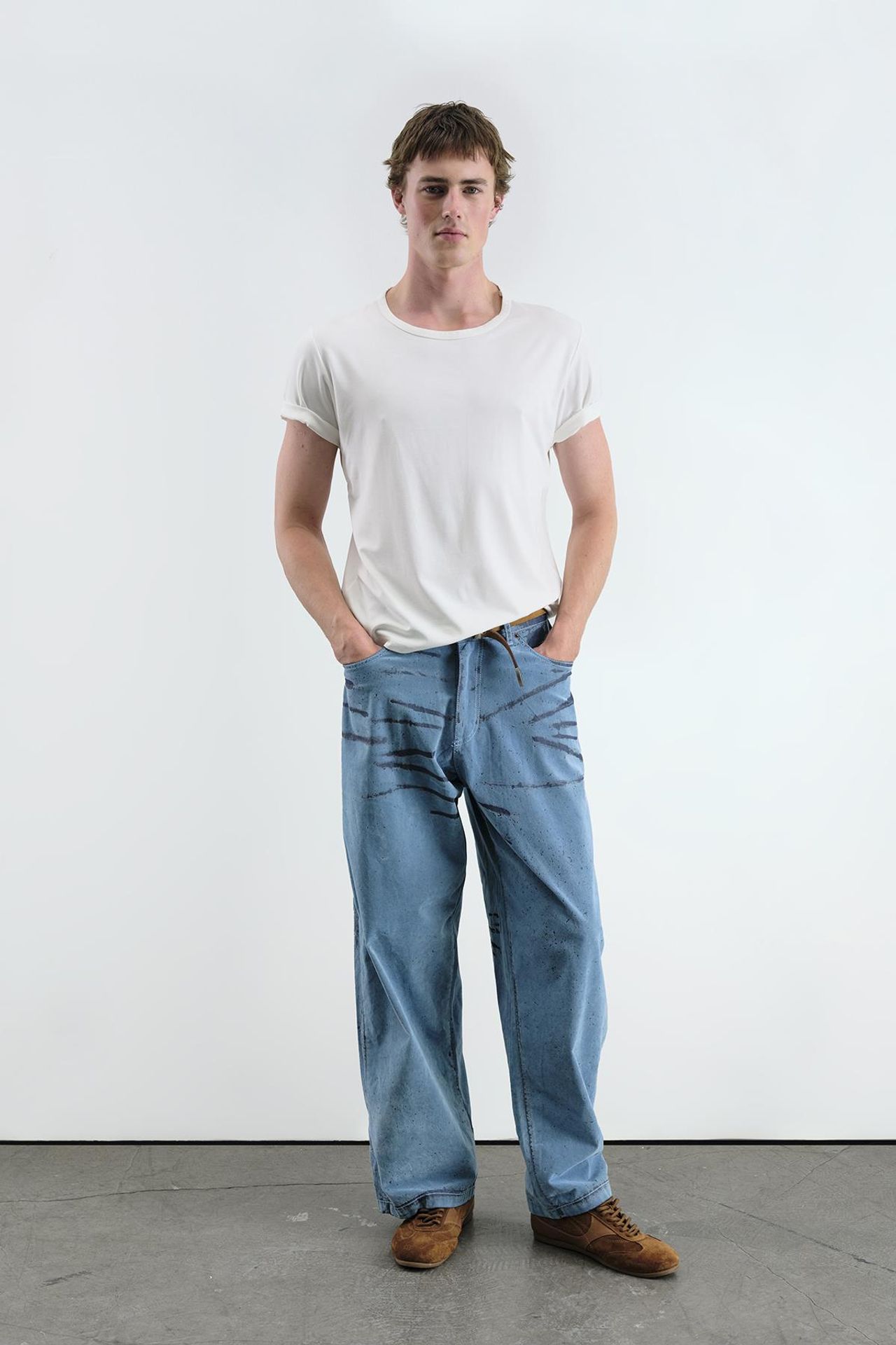 GIESTO Abstract Wide Leg Denim Jeans 3