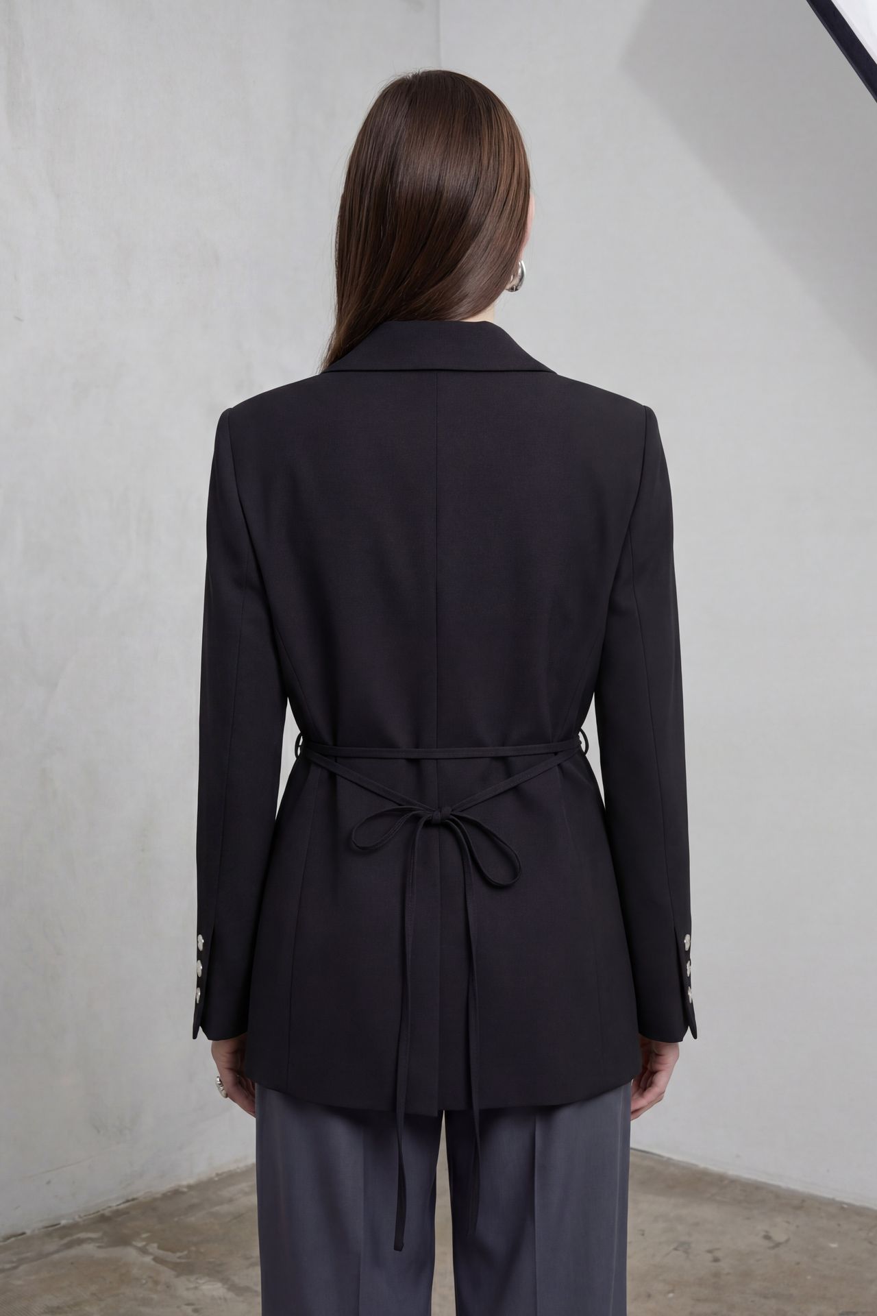 MY FASHION Tie Detail Crepe Blazer Jacket 5