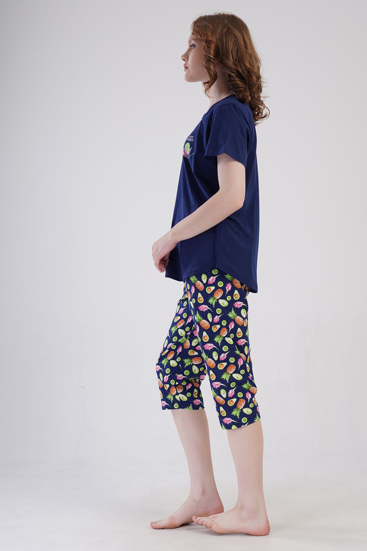 YAKE Rahat Capri İki Parçalı Pijama Takımı 2