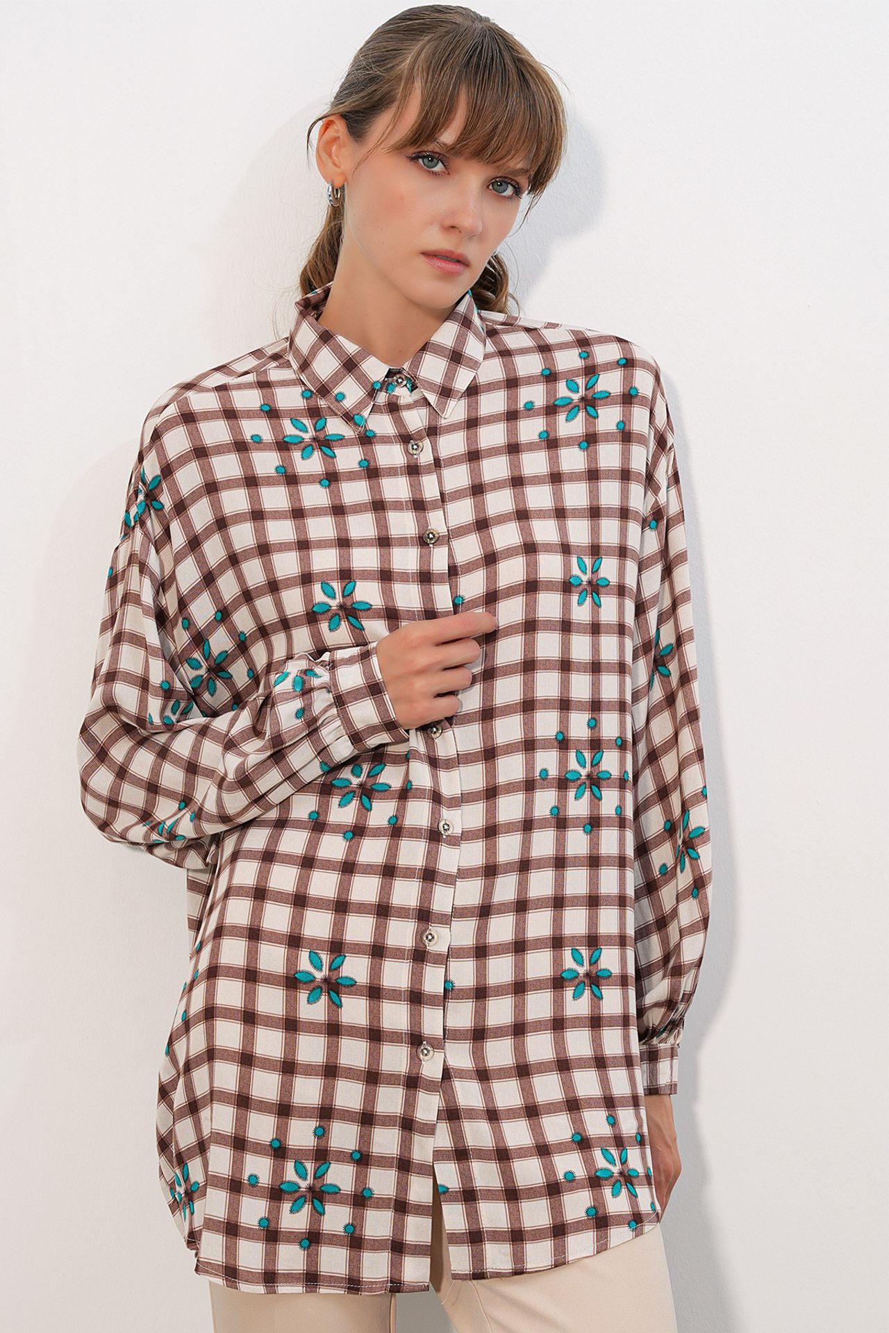 BDART Oversize Ekose Krep Gömlek 3