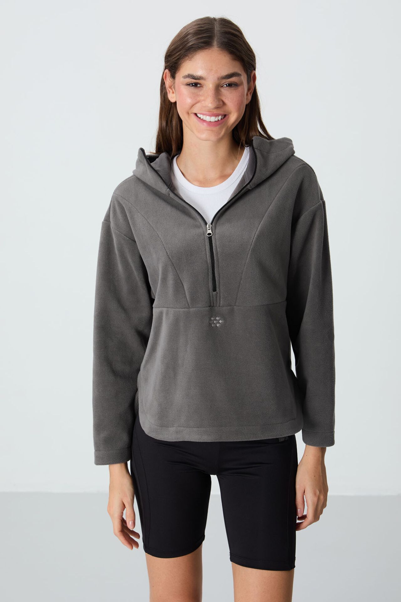 TOMMY Oversized Plush Half-zip Hooded Sweatshirt 4
