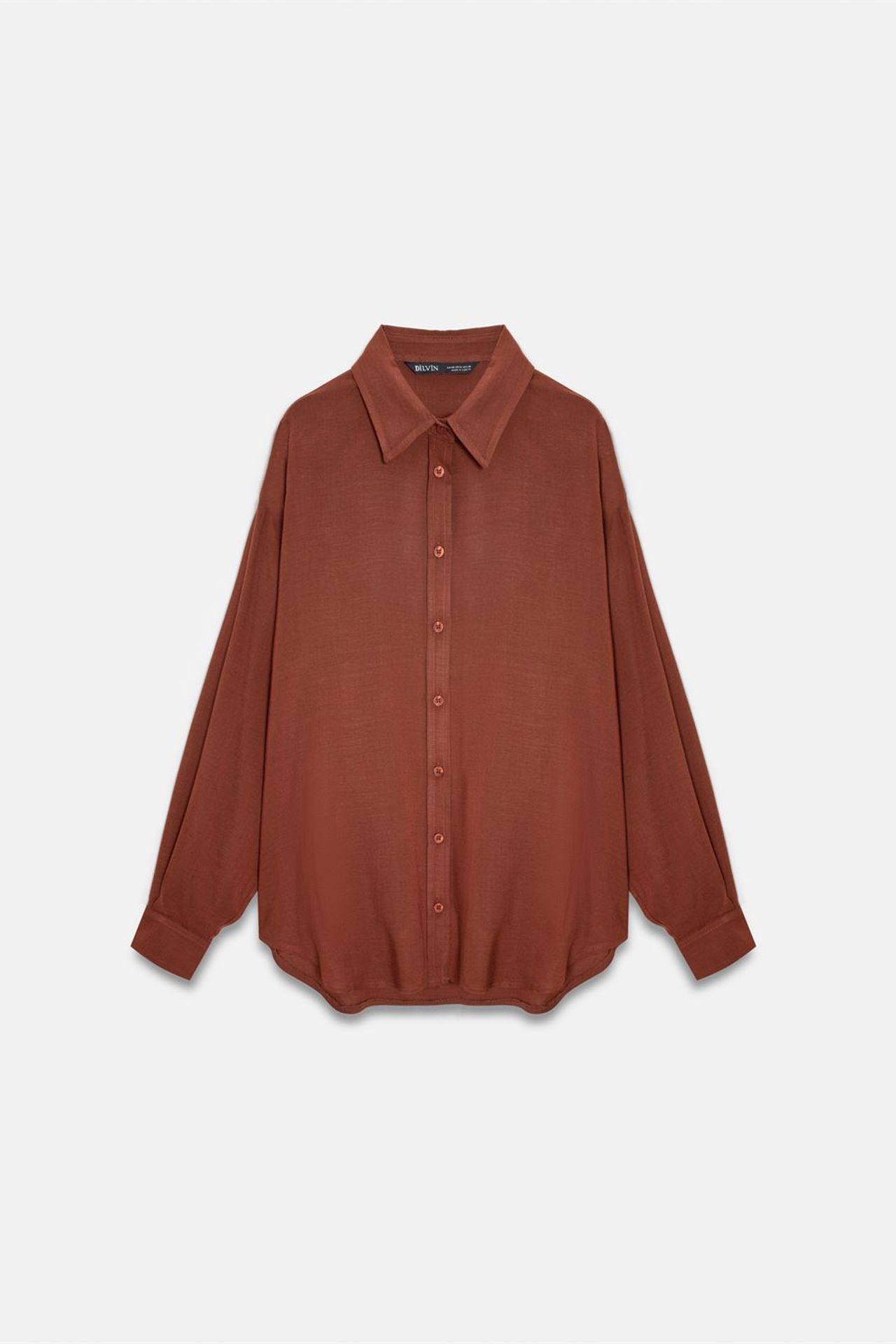 DILVIN Oversize Krep Düğmeli Gömlek 1