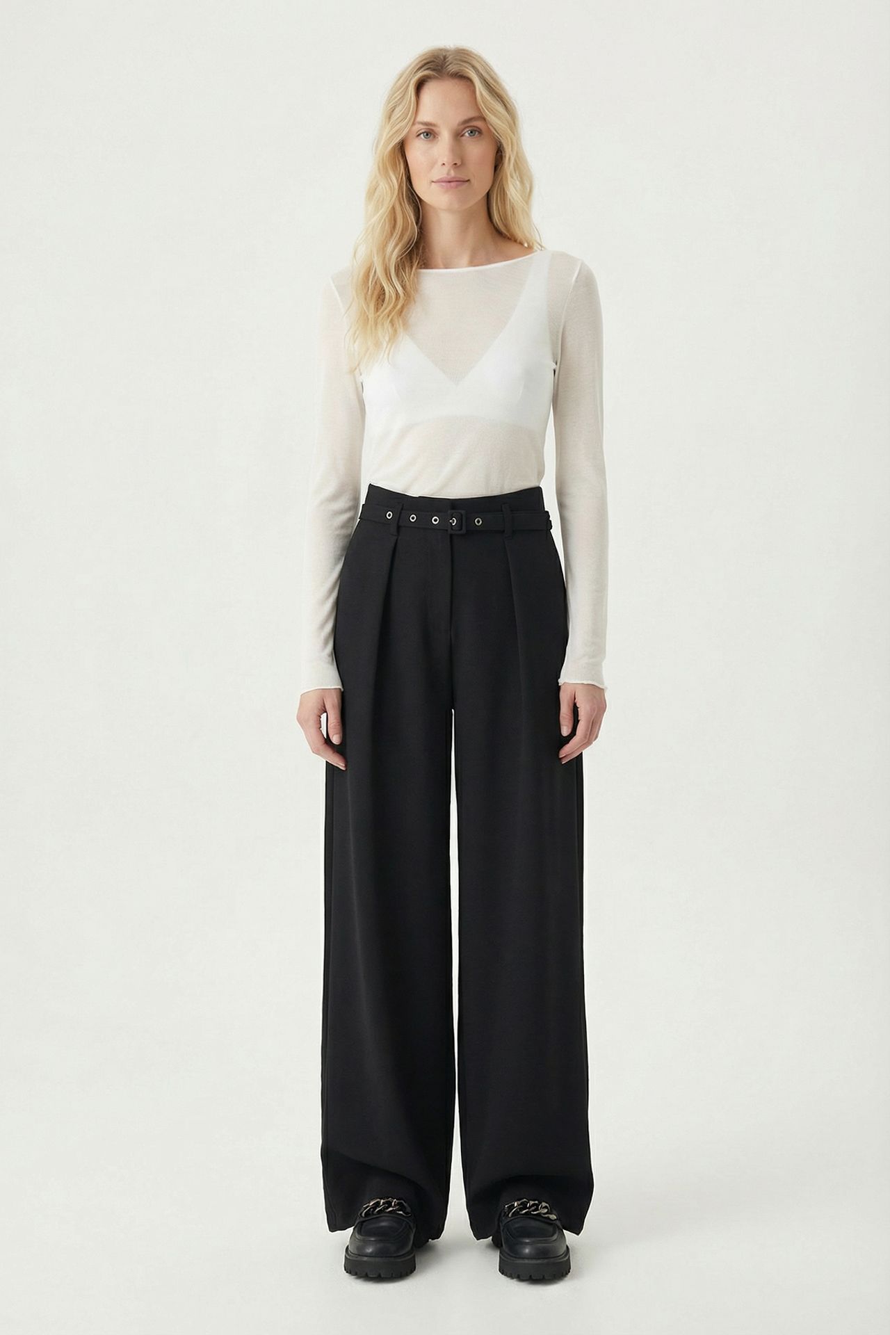 ISTANBUL Pleated Belted Wide Leg Trousers 3