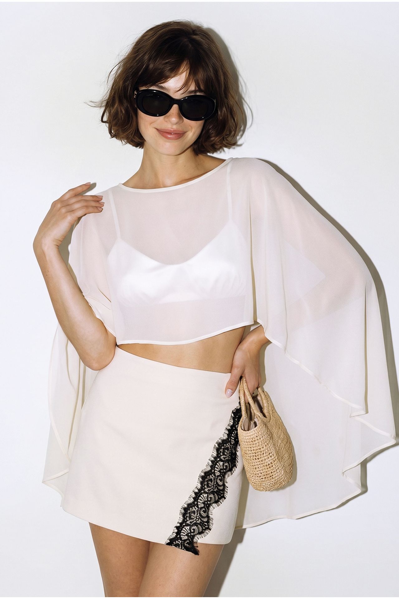 LUCCI Women's Boat Neck Crop Blouse 4