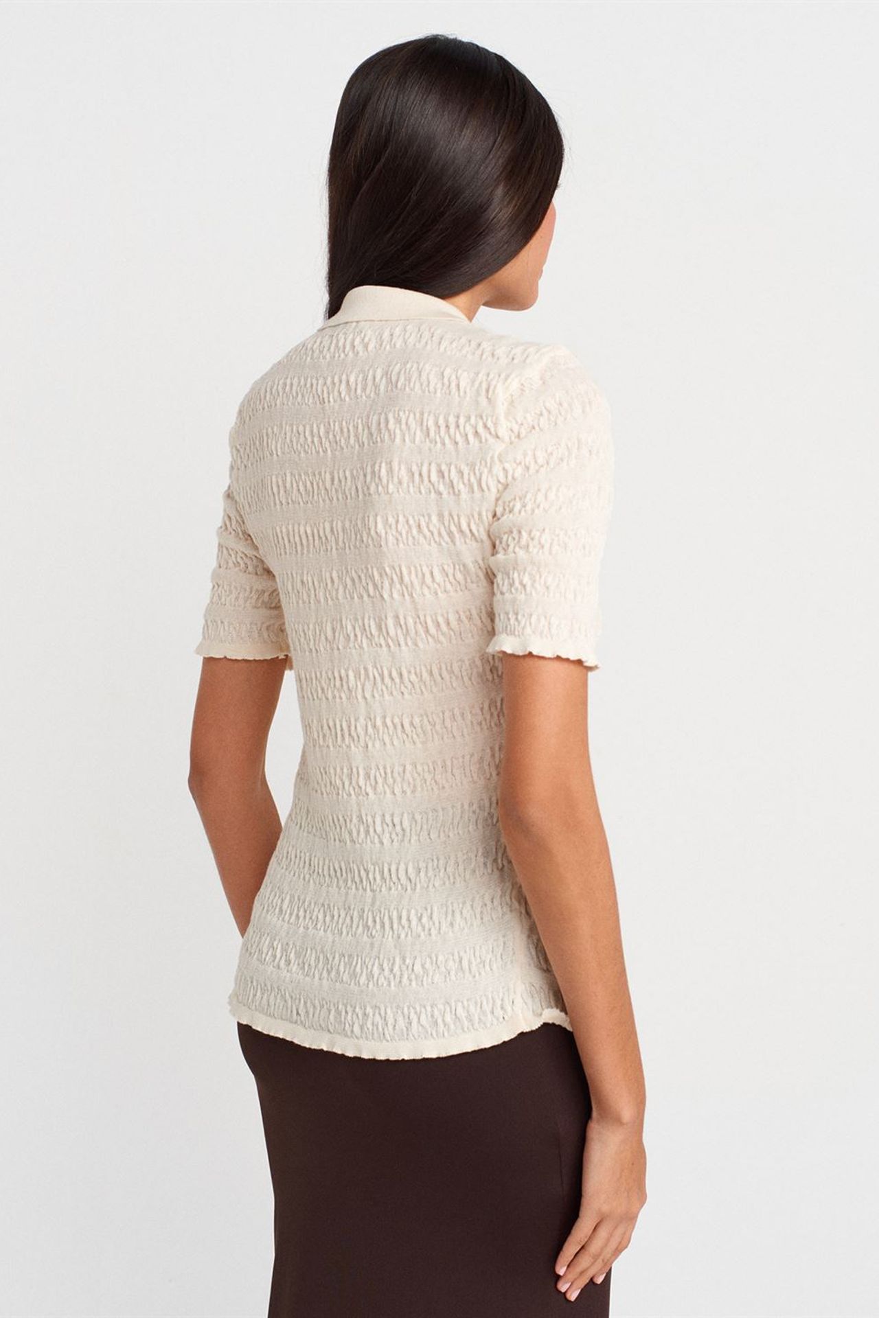 DILVIN Fitted Ribbed Cotton Blend Short-sleeve Cardigan 2