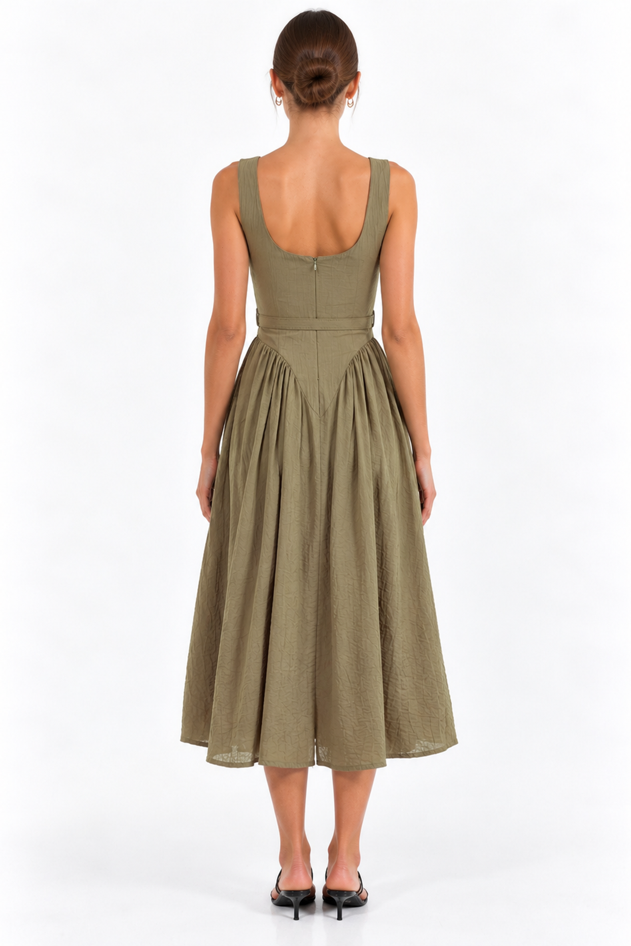 BUSEM Square Collar Belted Midi Dress 4