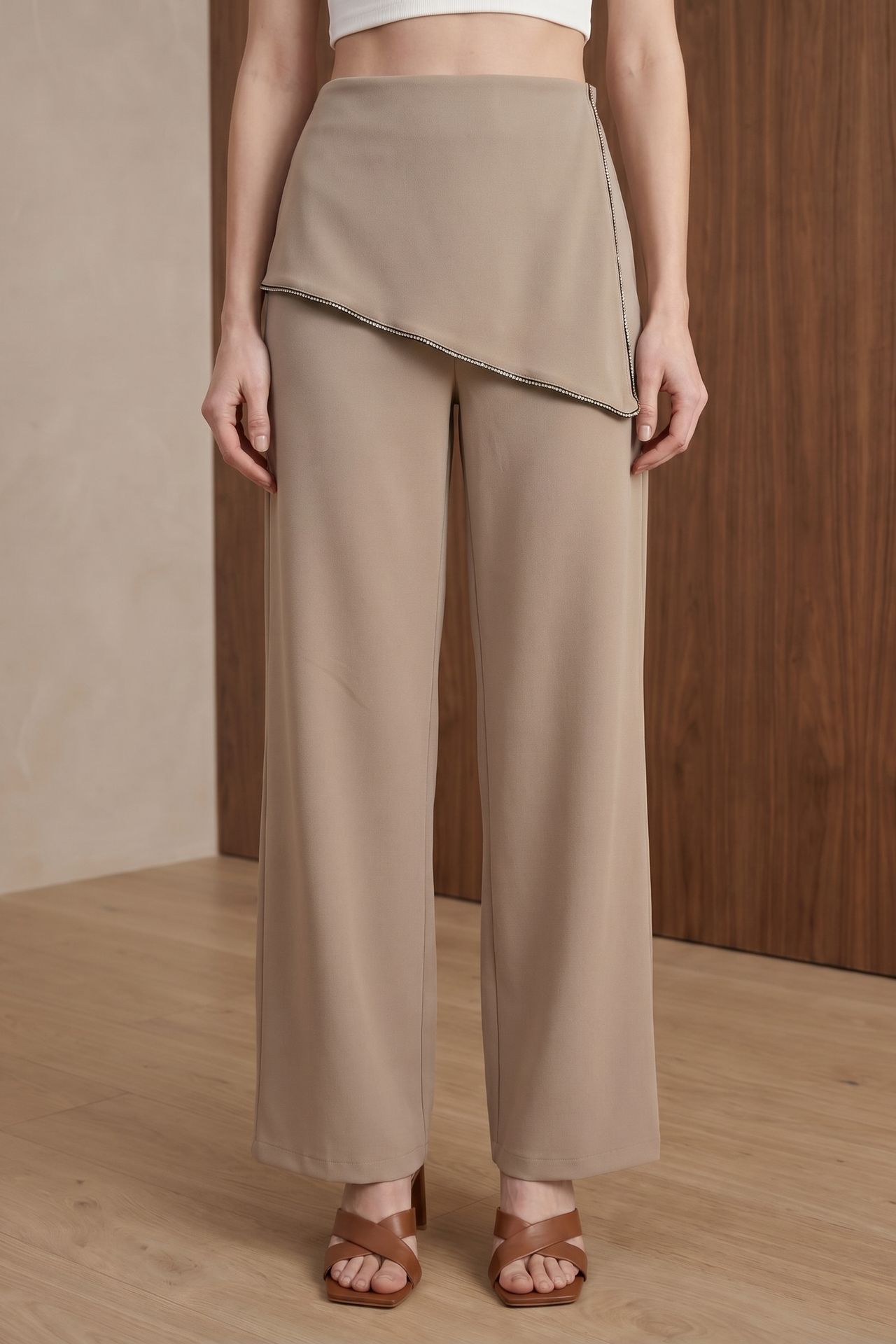 MY FASHION High-Waist Wide-Leg Crepe Trousers 2