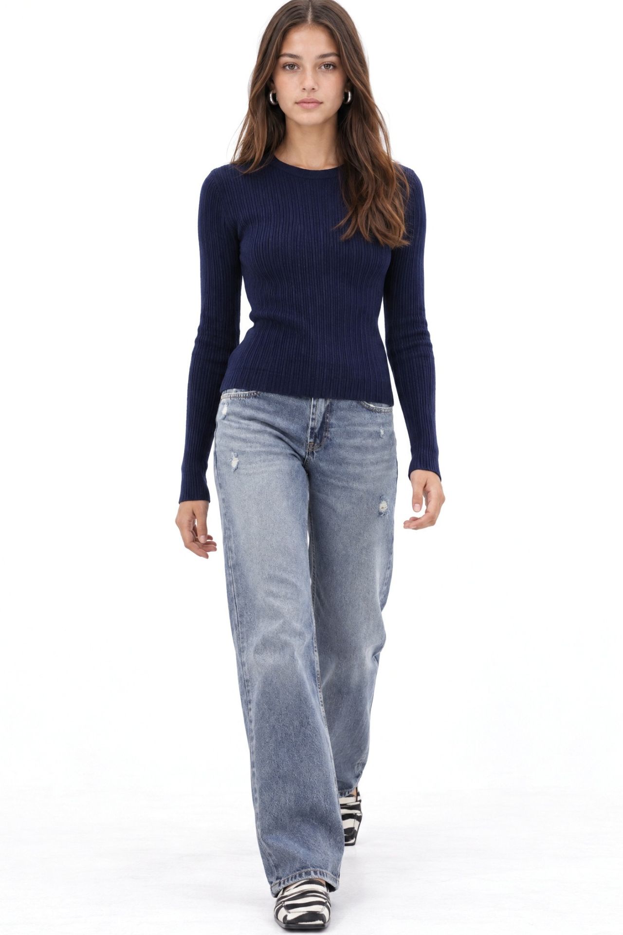 Mixray Soft Textured Ribbed Fitted Top 2