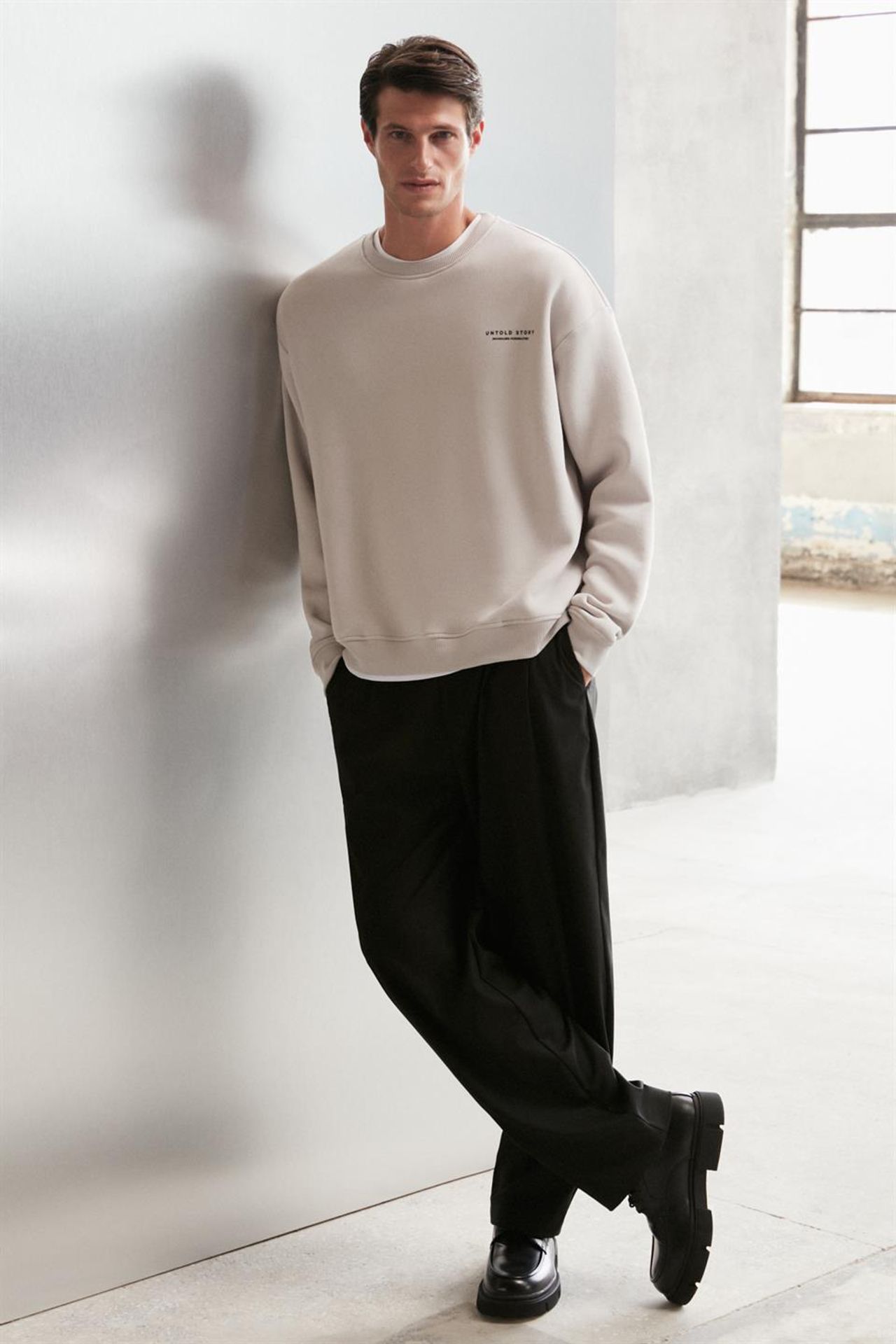 GRIMELANGE Oversize Bisiklet Yaka Logolu Sweatshirt 3