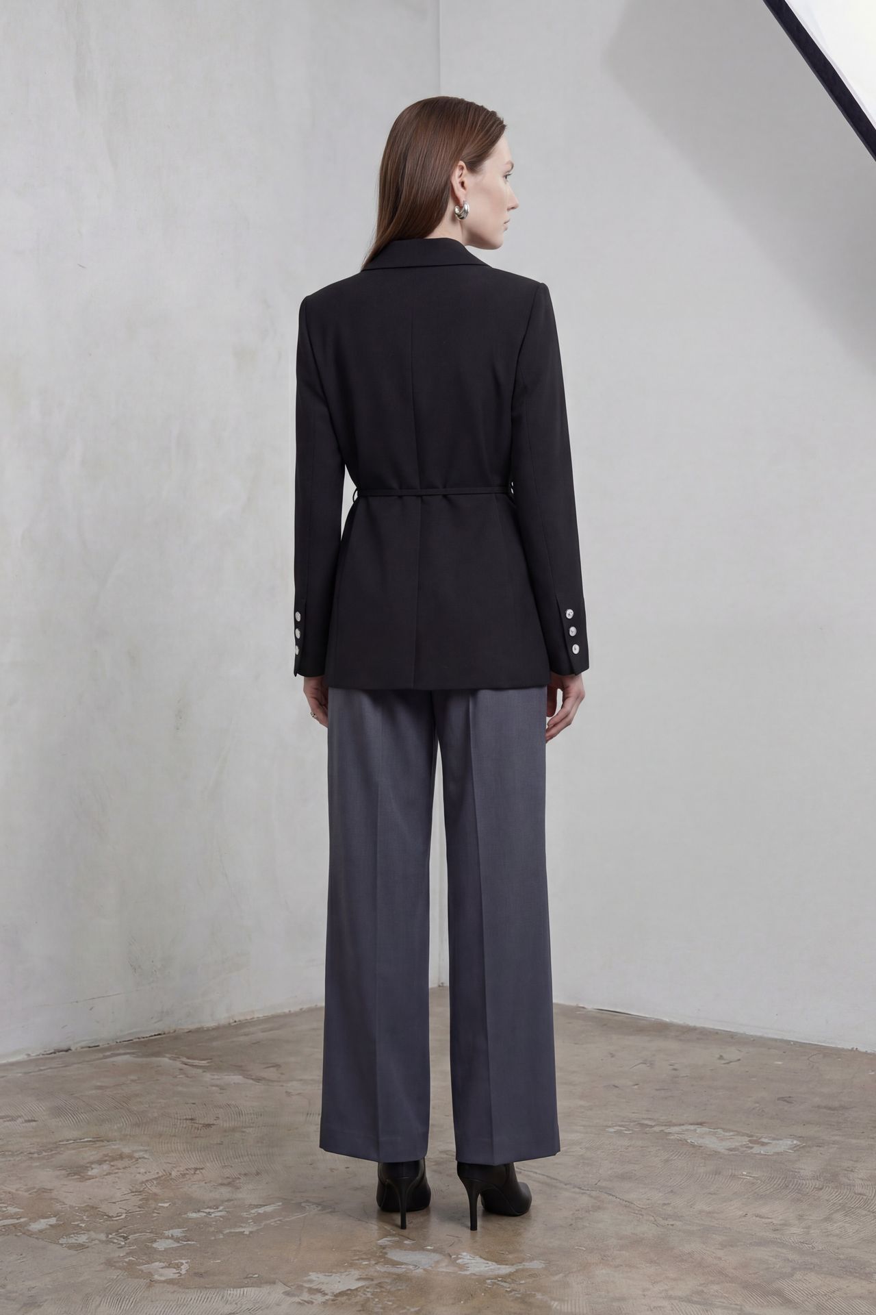 MY FASHION Tie Detail Crepe Blazer Jacket 2