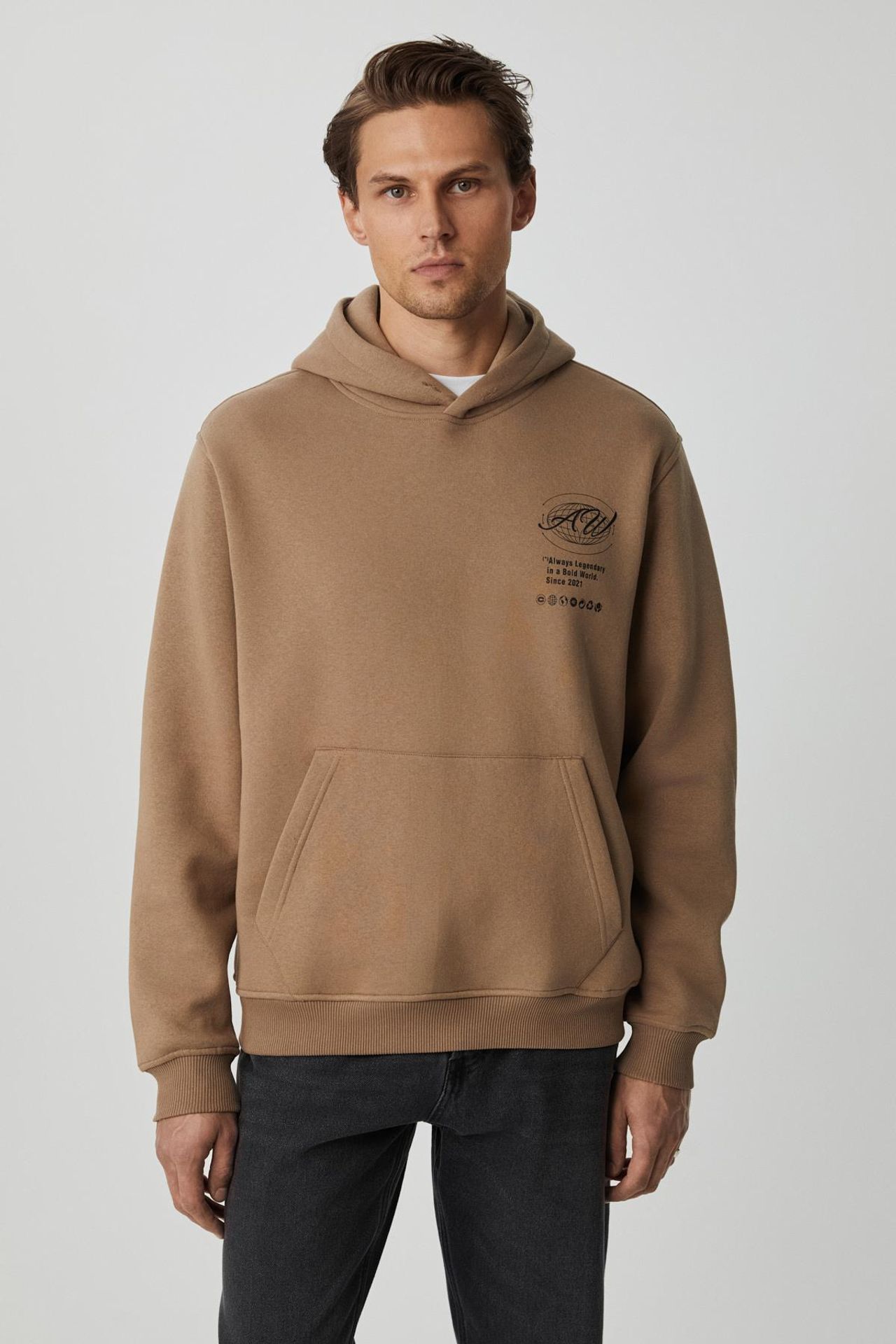 GRIMELANGE Baskılı Kapüşonlu Cepli Sweatshirt 1