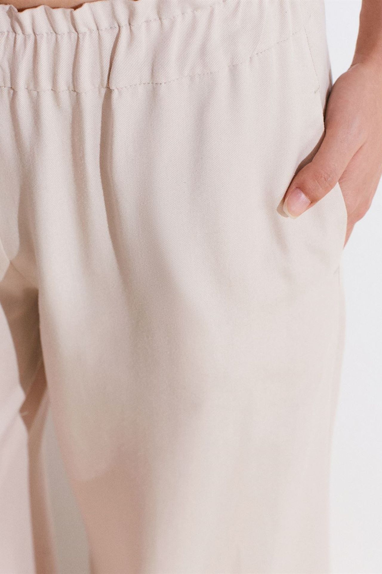 DILVIN Yüksek Bel Geniş Paça Tencel Palazzo Pantolon 4