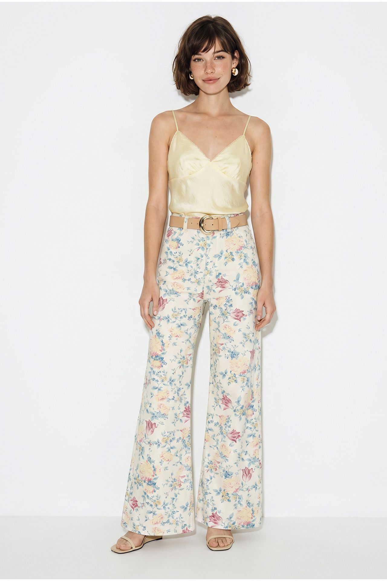 LUCCI High Waist Paisley Print Straight Leg Denim Pants 2