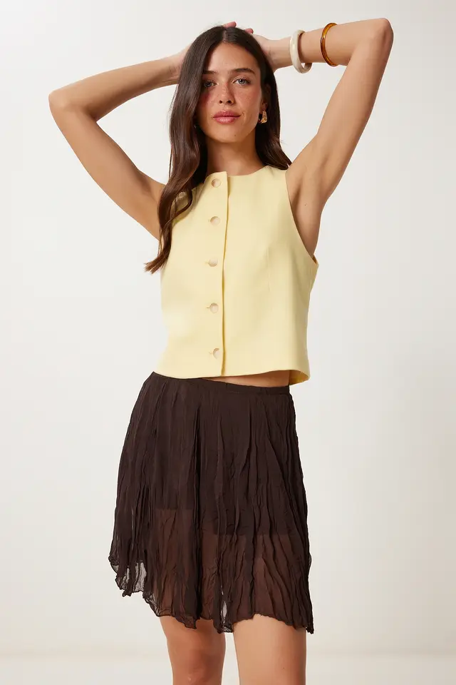 ISTANBUL Textured Mini Skirt with Elastic Waist