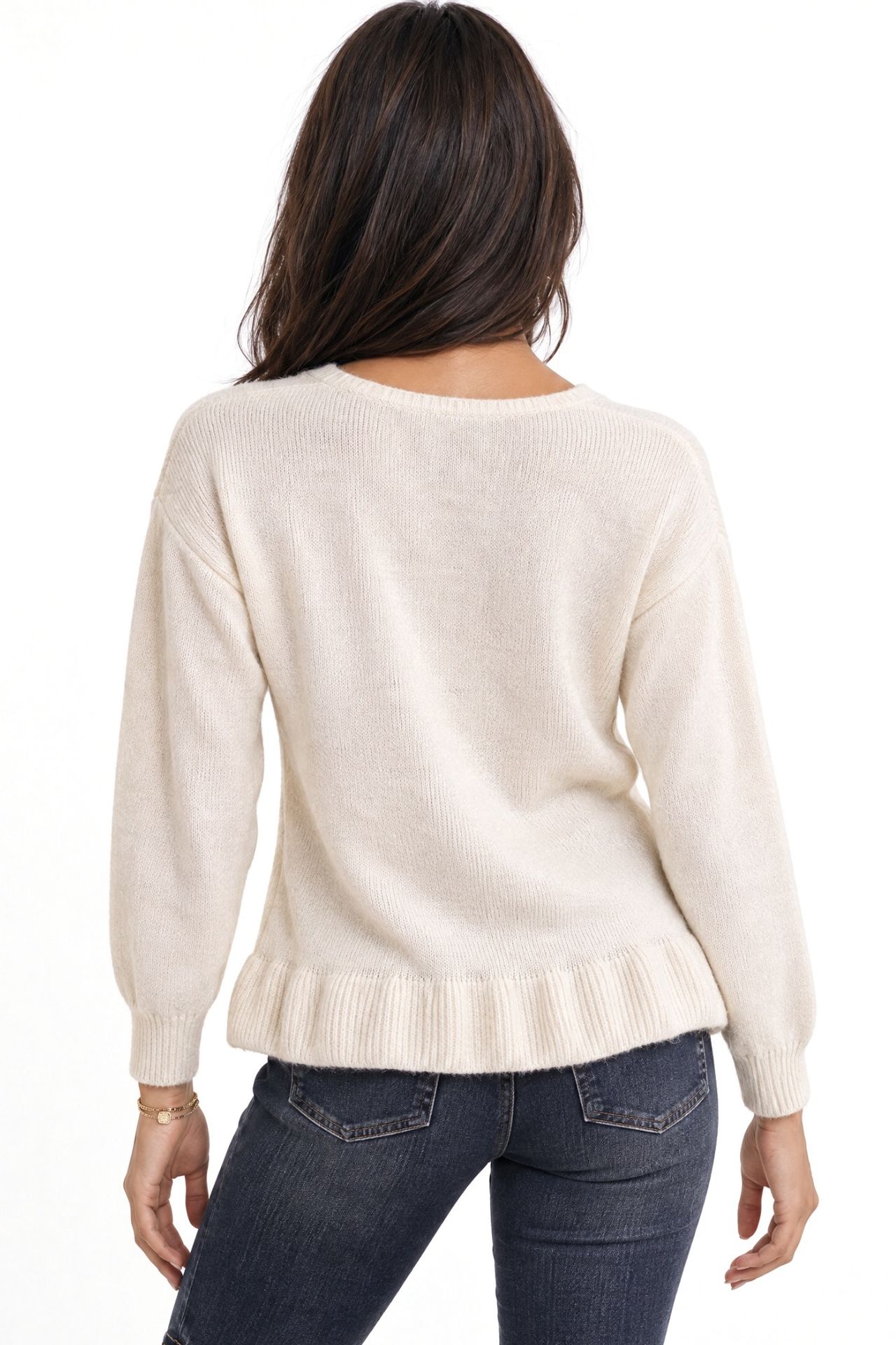 Mixray Lightweight V-Neck Knit Top with Button Detail 3