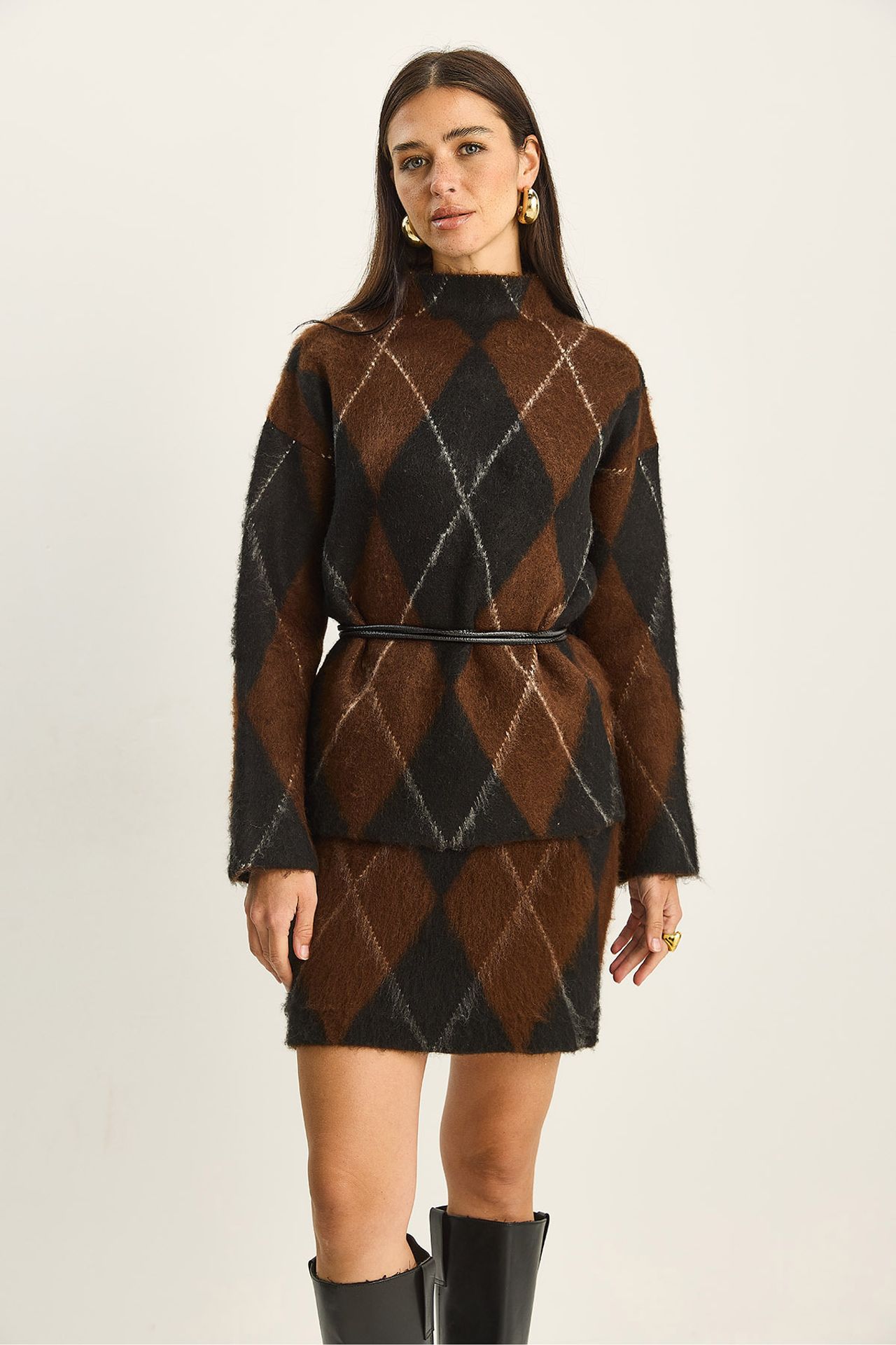 LUCCI Plaid Knitwear Two-Piece Set 4