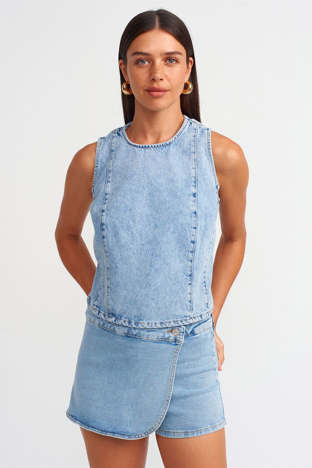 DILVIN High-Waist Denim Mini Skirt 3