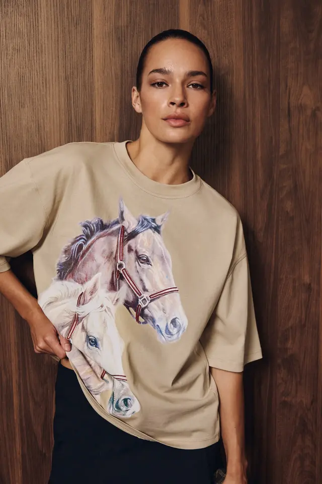 GRIMELANGE Printed Crew Neck T-Shirt