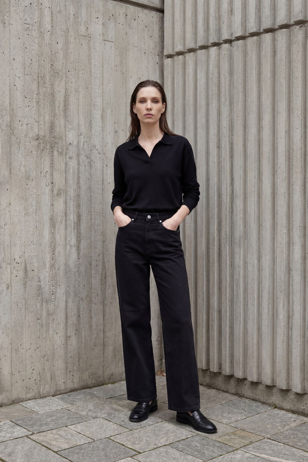 MY FASHION High Waist Straight Leg Denim Pants 1