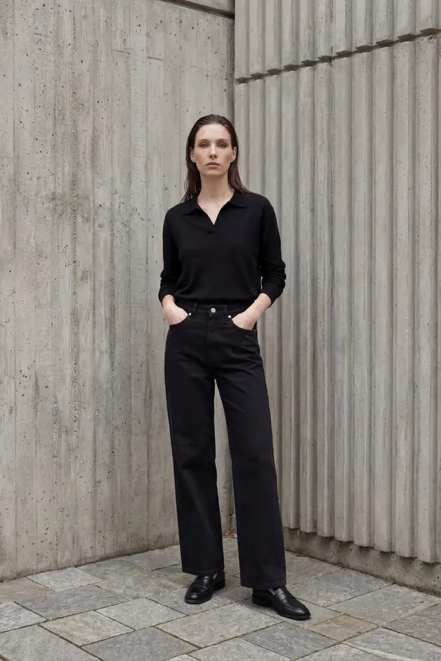 MY FASHION High Waist Straight Leg Denim Pants