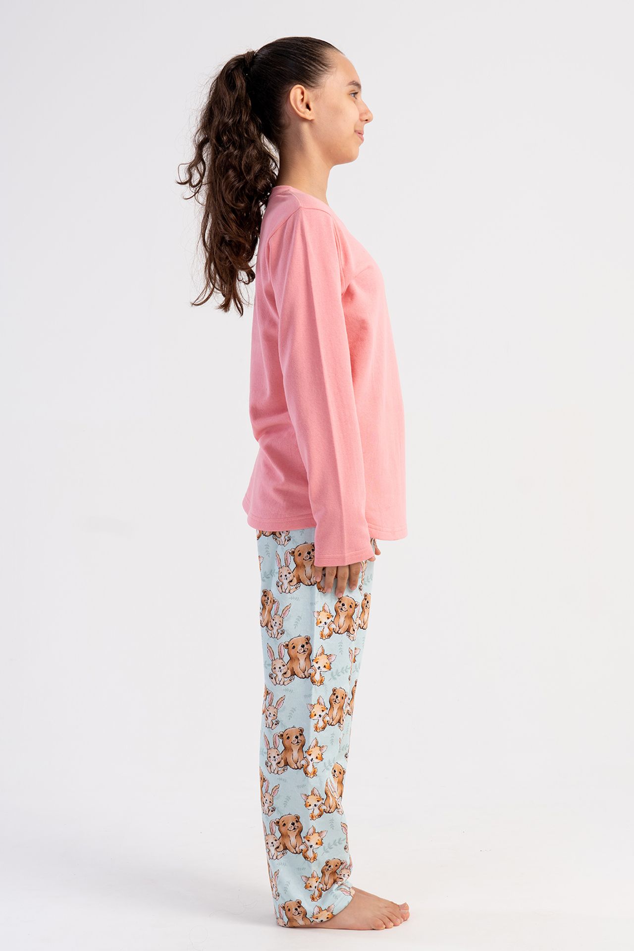 YAKE Uzun Baskılı 2 Parçalı Pijama Takımı 3