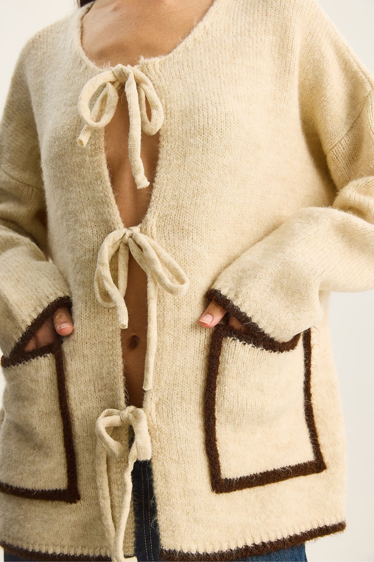LUCCI Oversized Knit Cardigan with Tie Closure 6