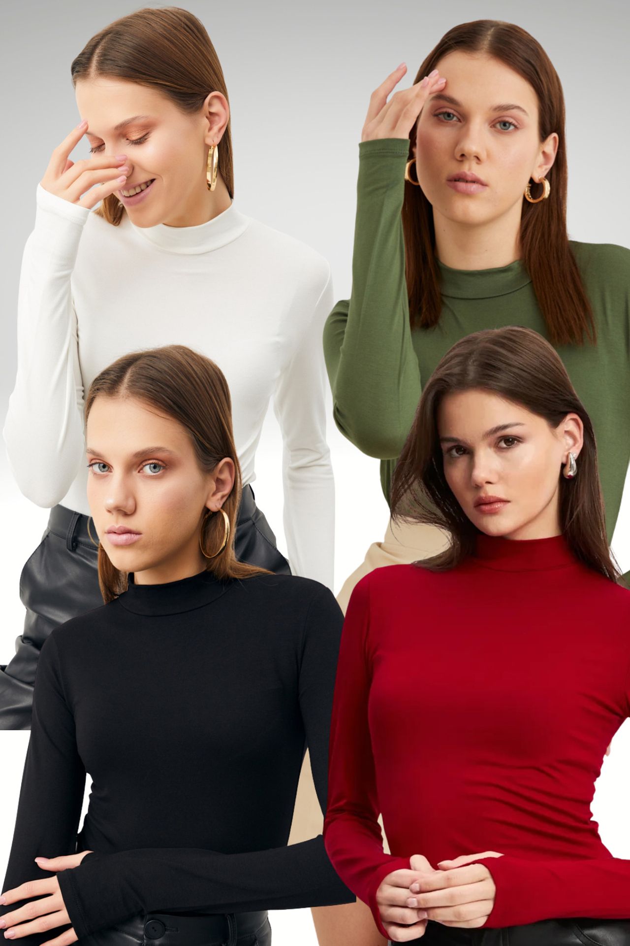 BIPANTOLON Kadın 4'lü Cut Out Detaylı Yarım Balıkçı Yaka Body 1