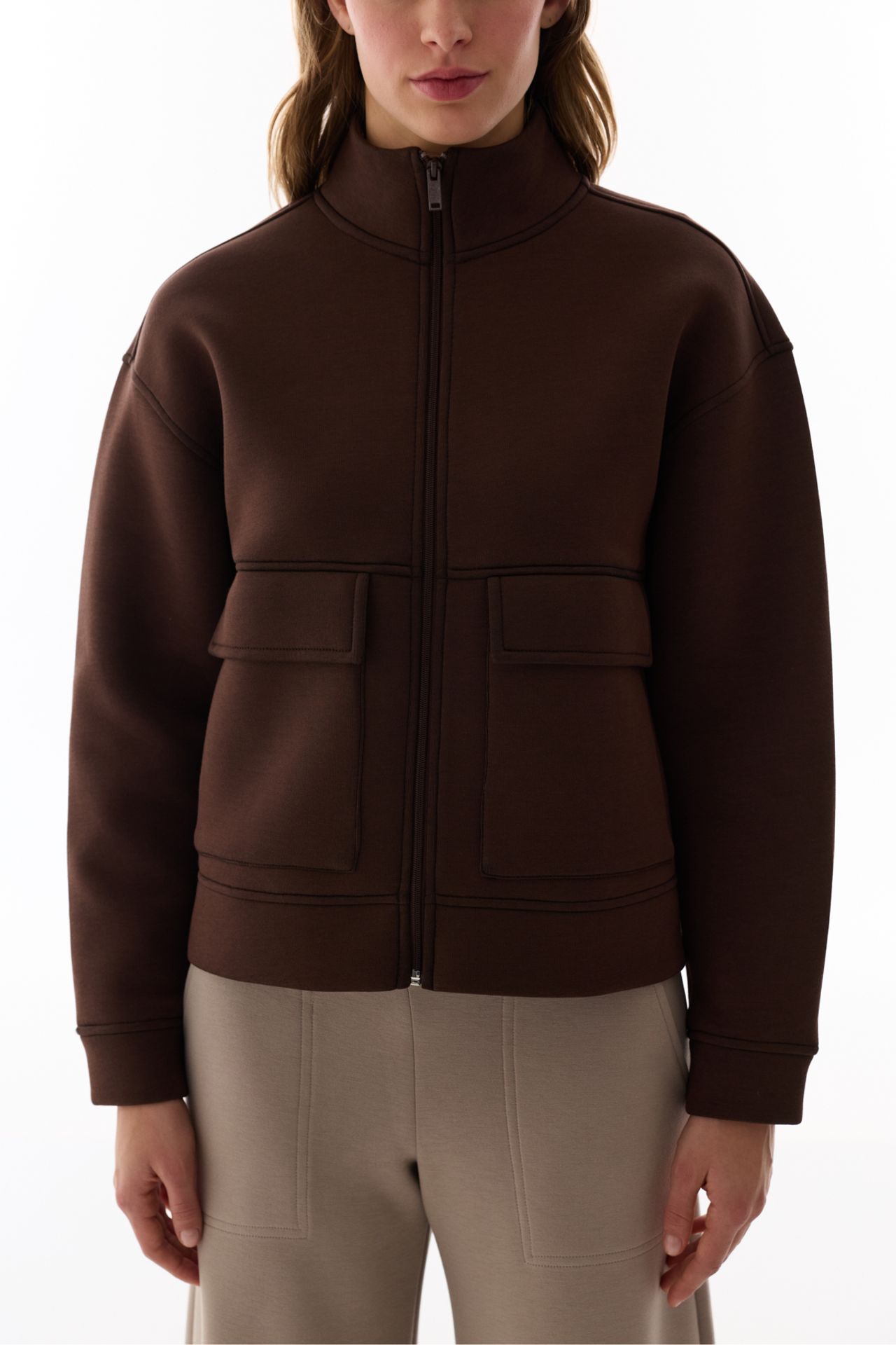 PENTI Pocket Detail Scuba Zip-Up Long Sleeve Jacket 6
