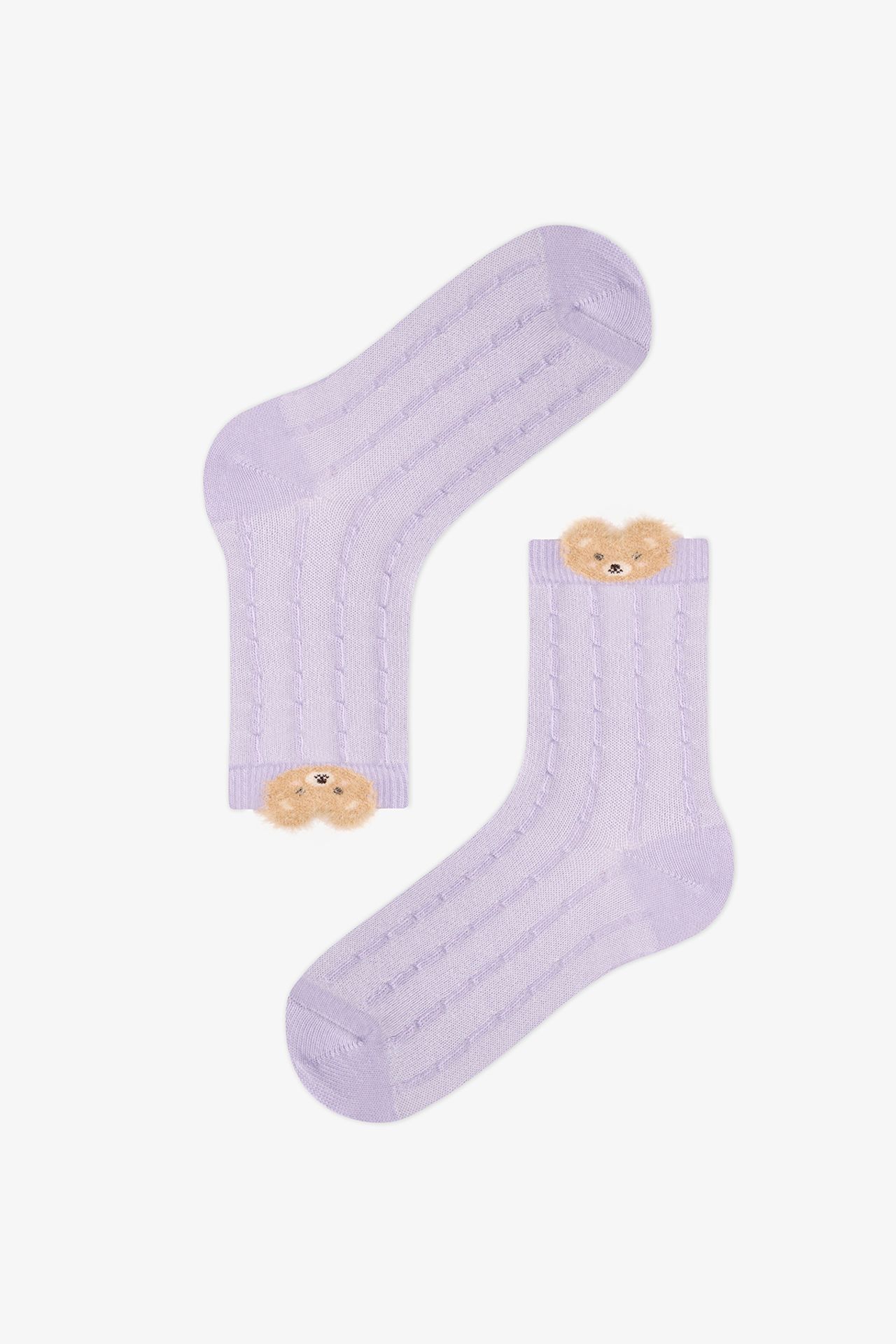 PENTI Girls' Comfortable Bear Striped 2-Pack Crew Socks 2
