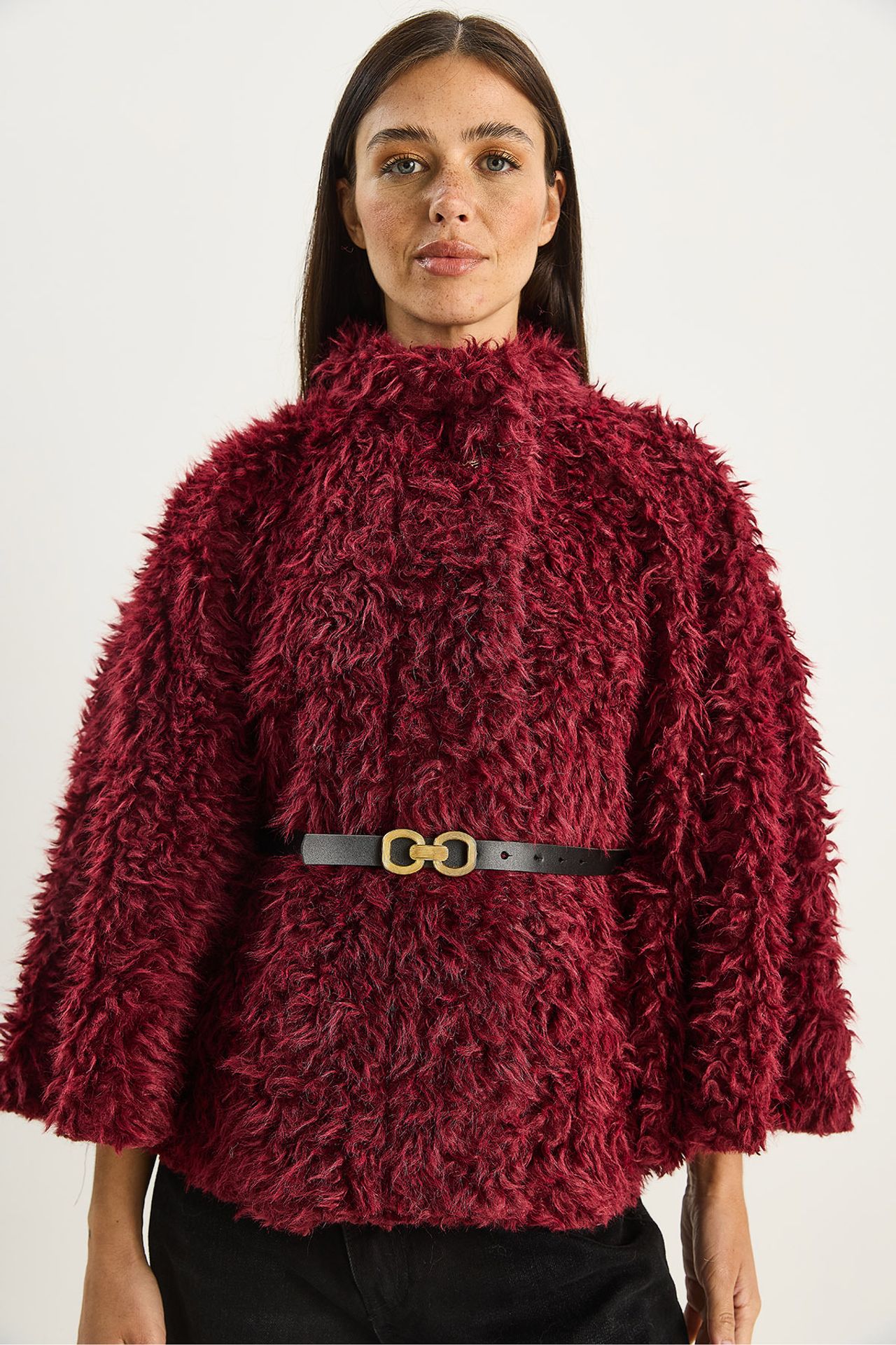 LUCCI Oversize Plush Coat with Jacket Collar 5
