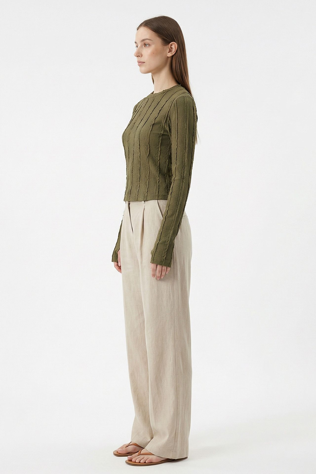 BDART Ribbed Crew Neck Long Sleeve Blouse 4