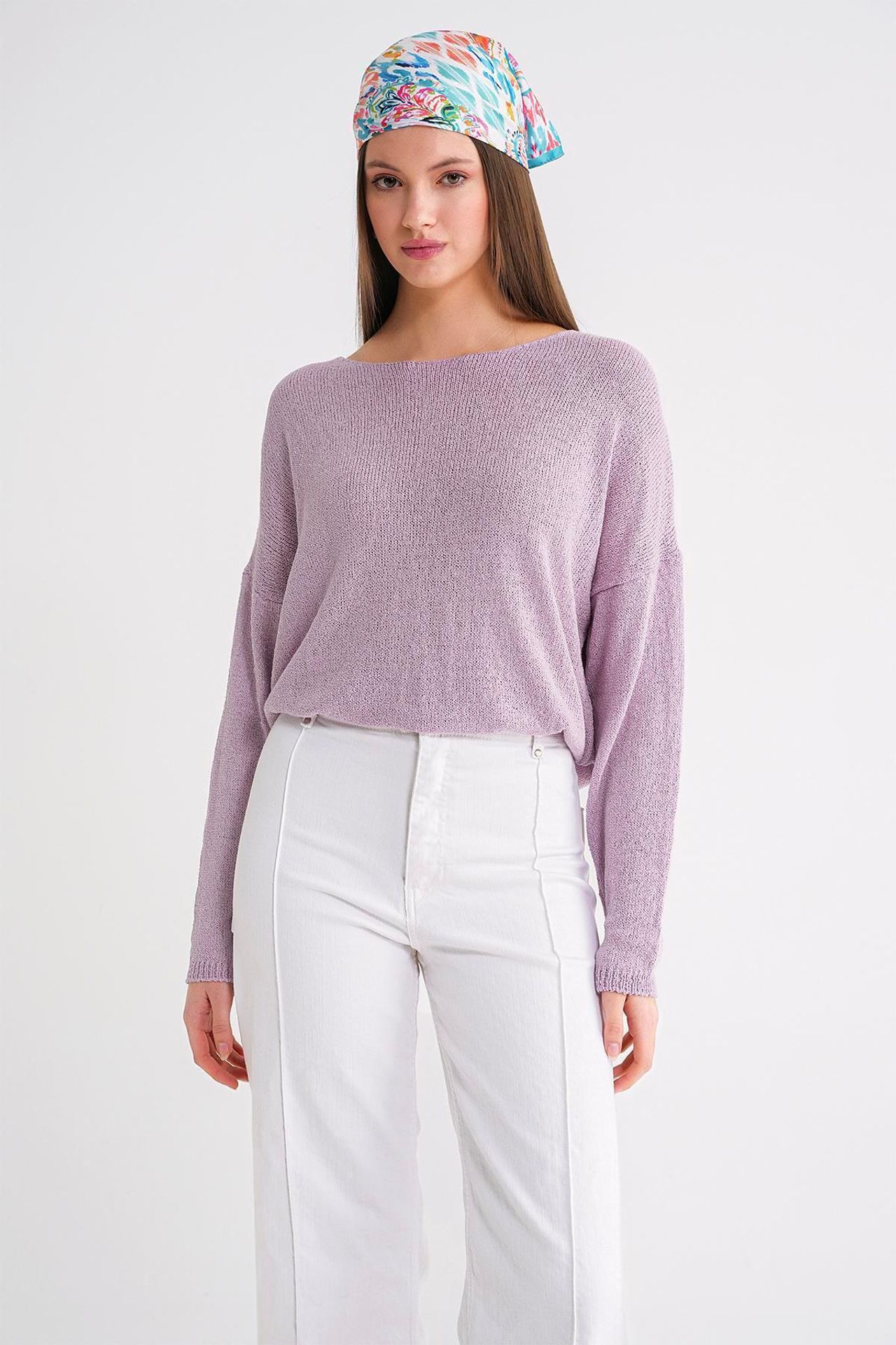 MIXRAY Oversized Boat Neck Knit Sweater 3
