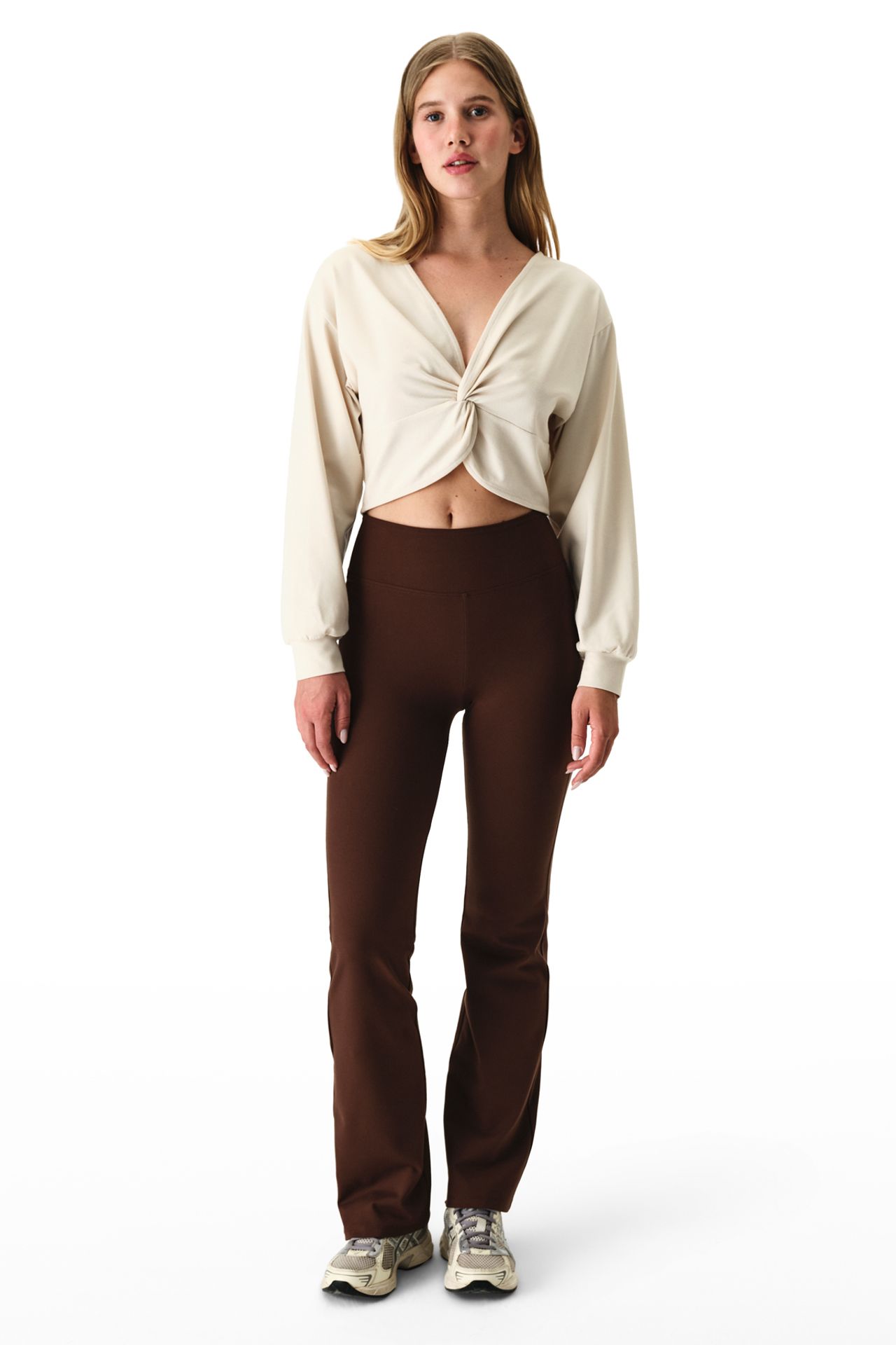 PENTI Oversized V-neck Midi Sweatshirt With Tie Detail 5
