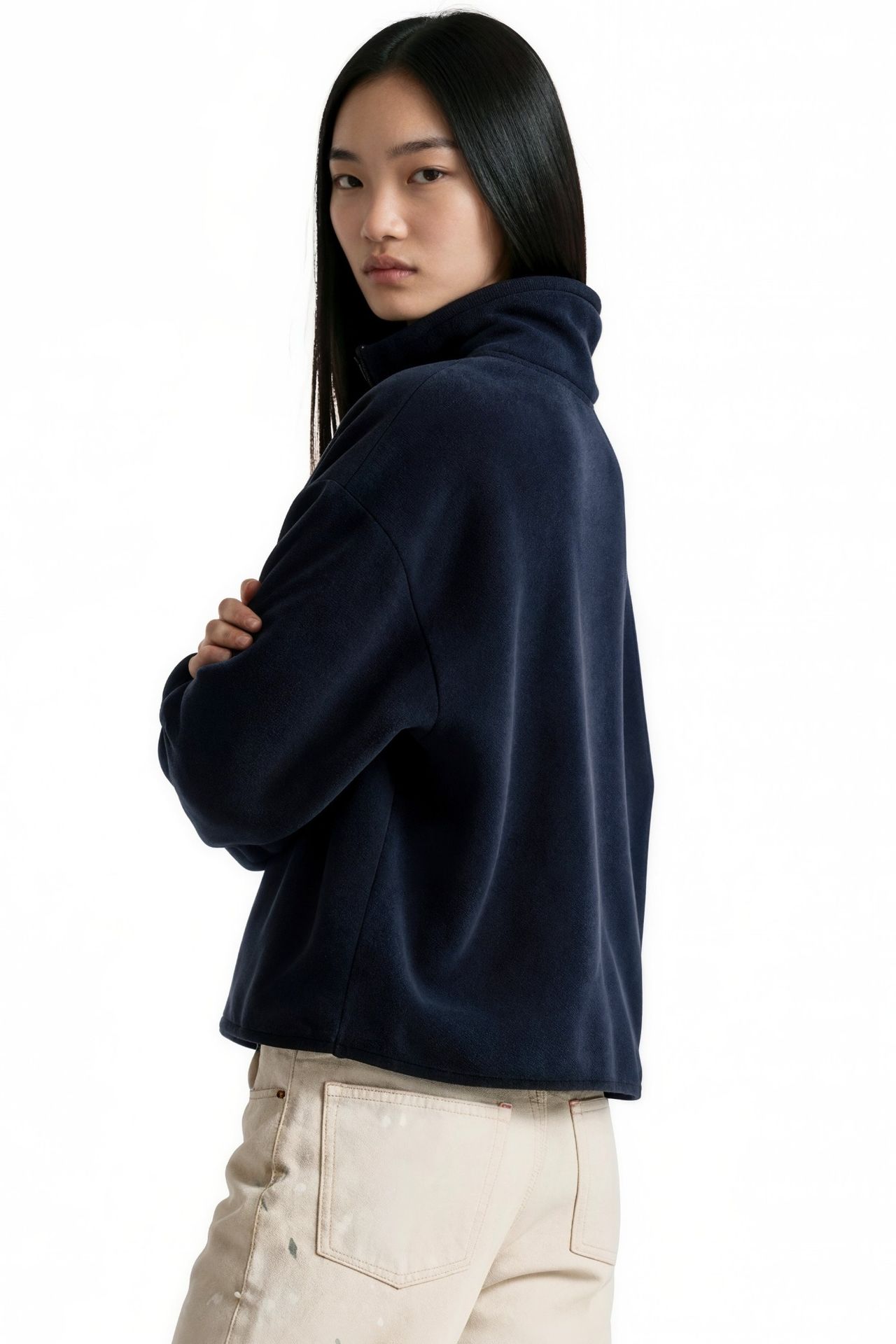BUSEM Women's Half Zip Crop Sweatshirt 3