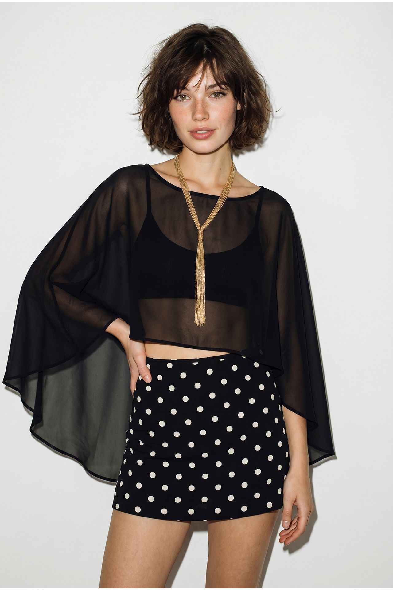 LUCCI Women's Boat Neck Crop Blouse 1
