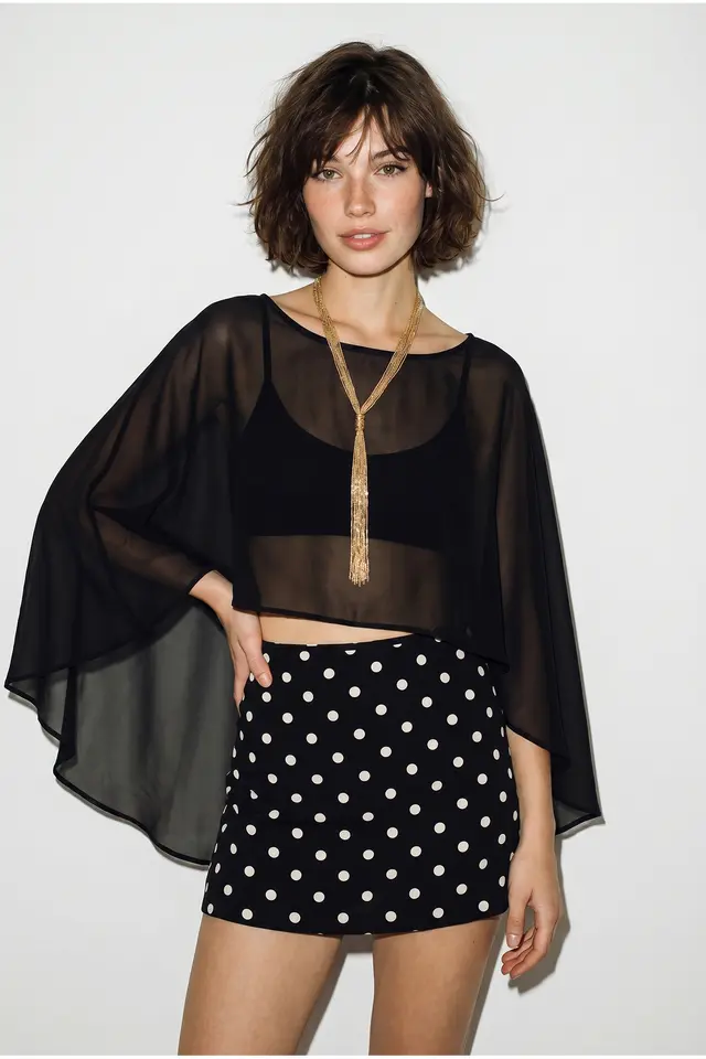 LUCCI Women's Boat Neck Crop Blouse