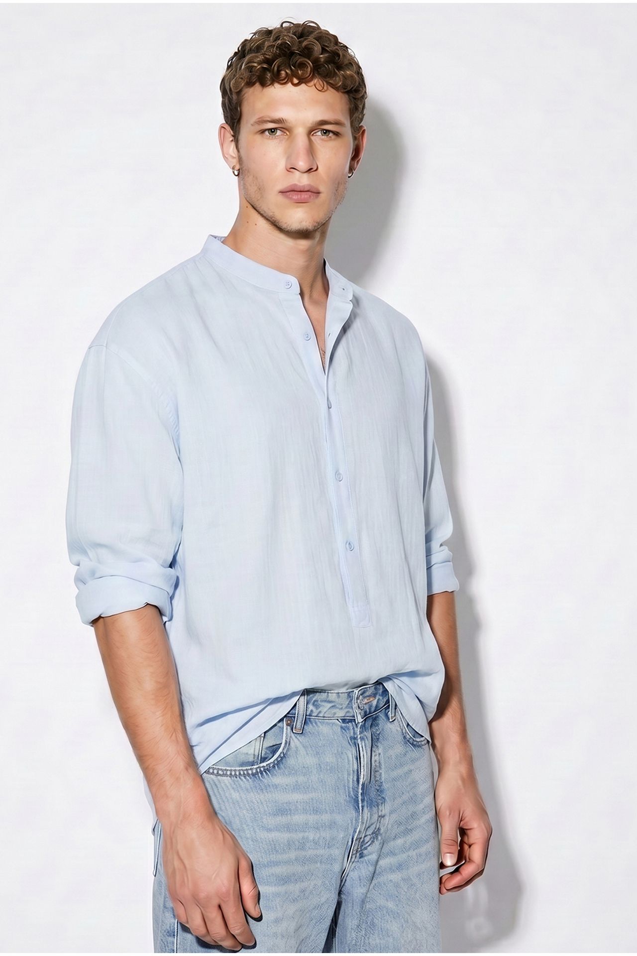 LUCCI Oversized Mandarin Collar Shirt 4