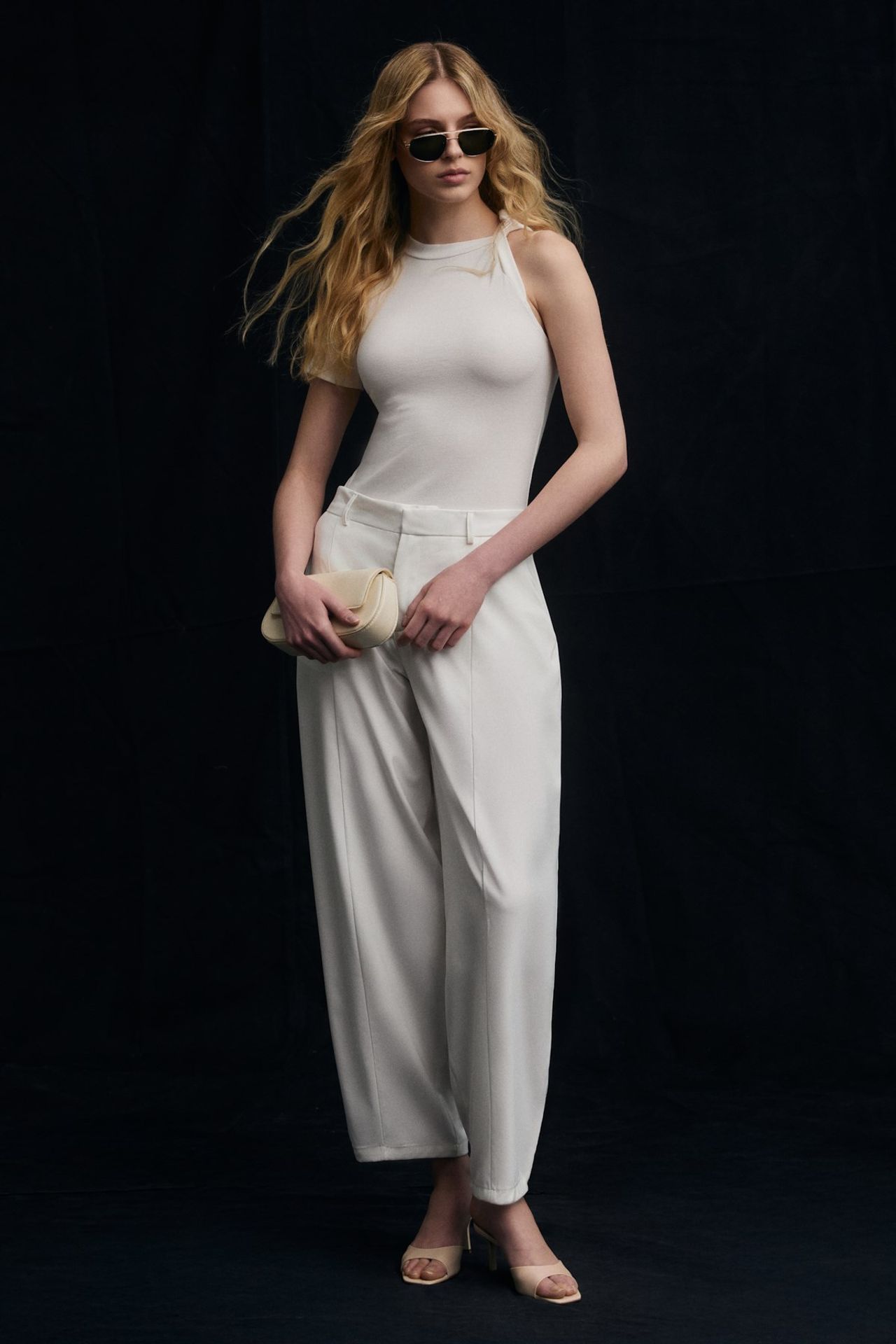 GRIMELANGE High Waist Pleated Wide Leg Trousers 3