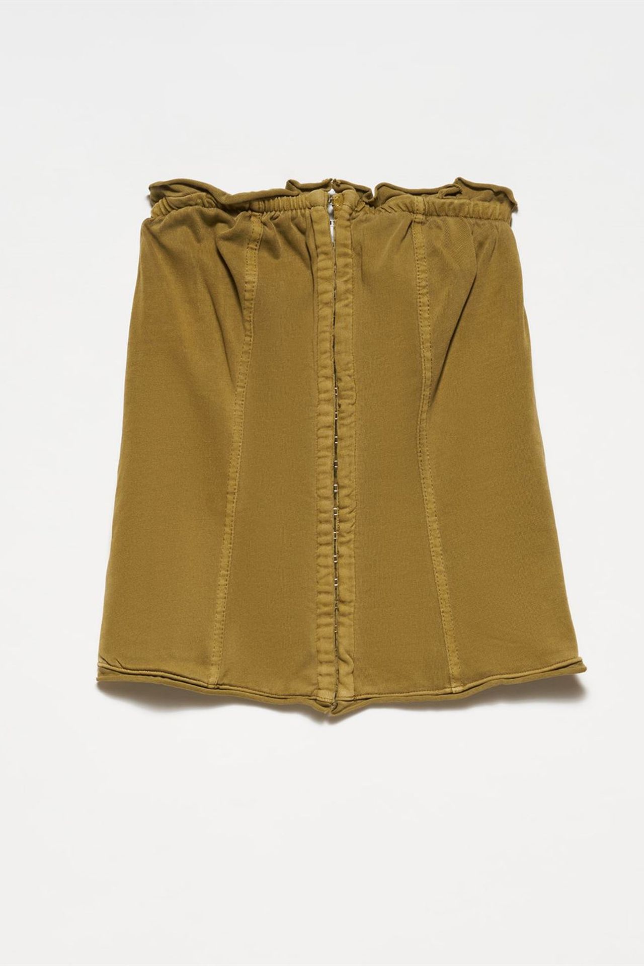 DILVIN Women's Strapless Cropped Cotton Zip Top 1