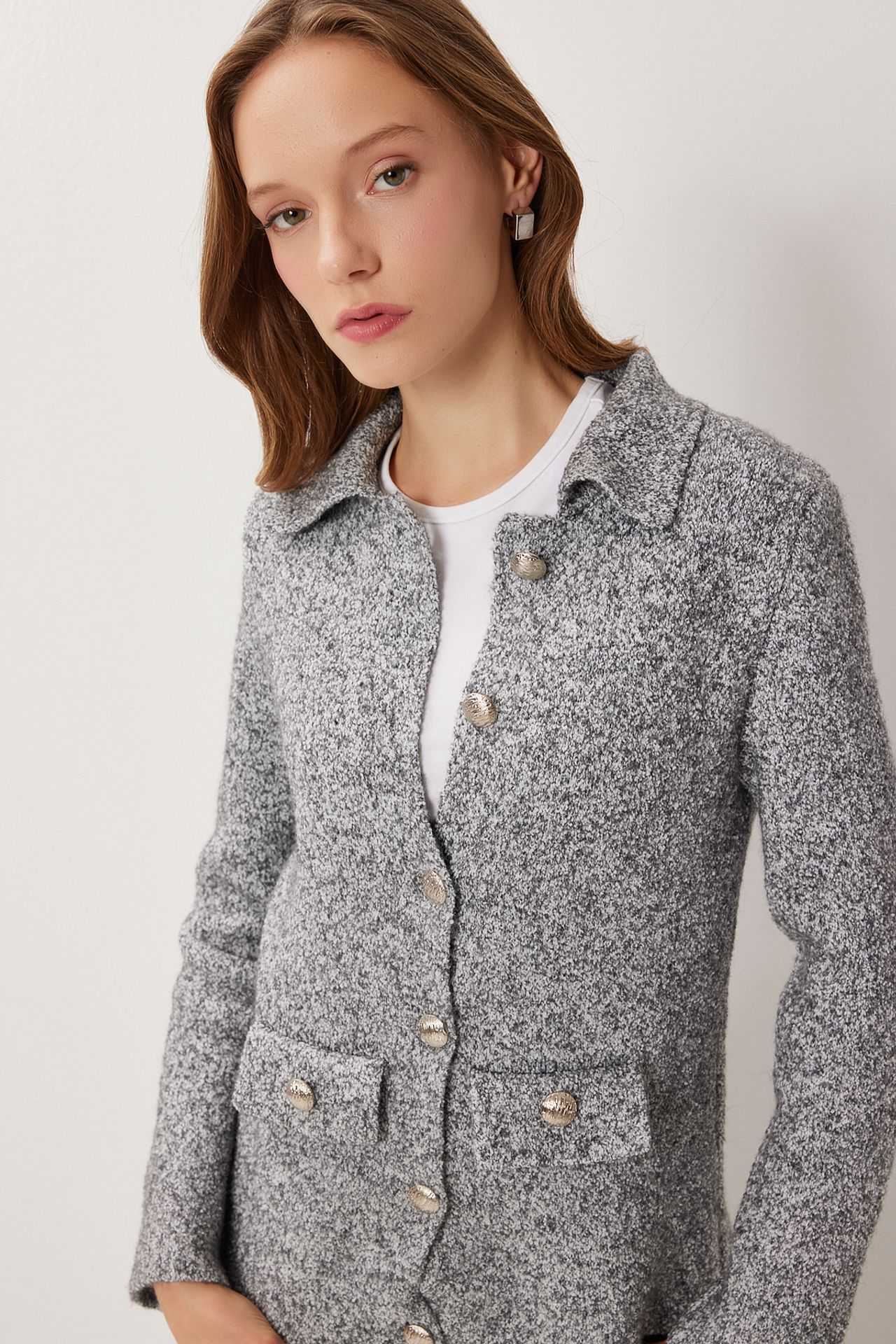 ISTANBUL Textured Button Detailed Cardigan 5