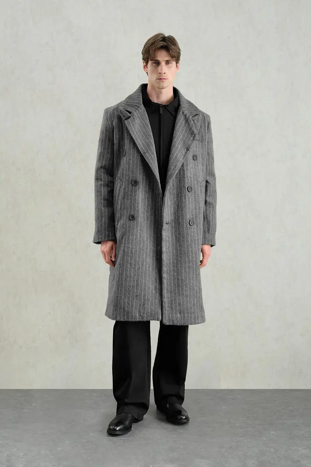 GIESTO Textured Buttoned Striped Jacket