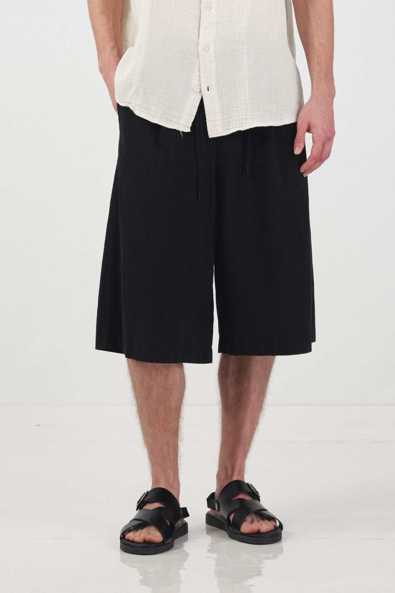 GIESTO Mid Waist Wide Leg Capri Shorts 1