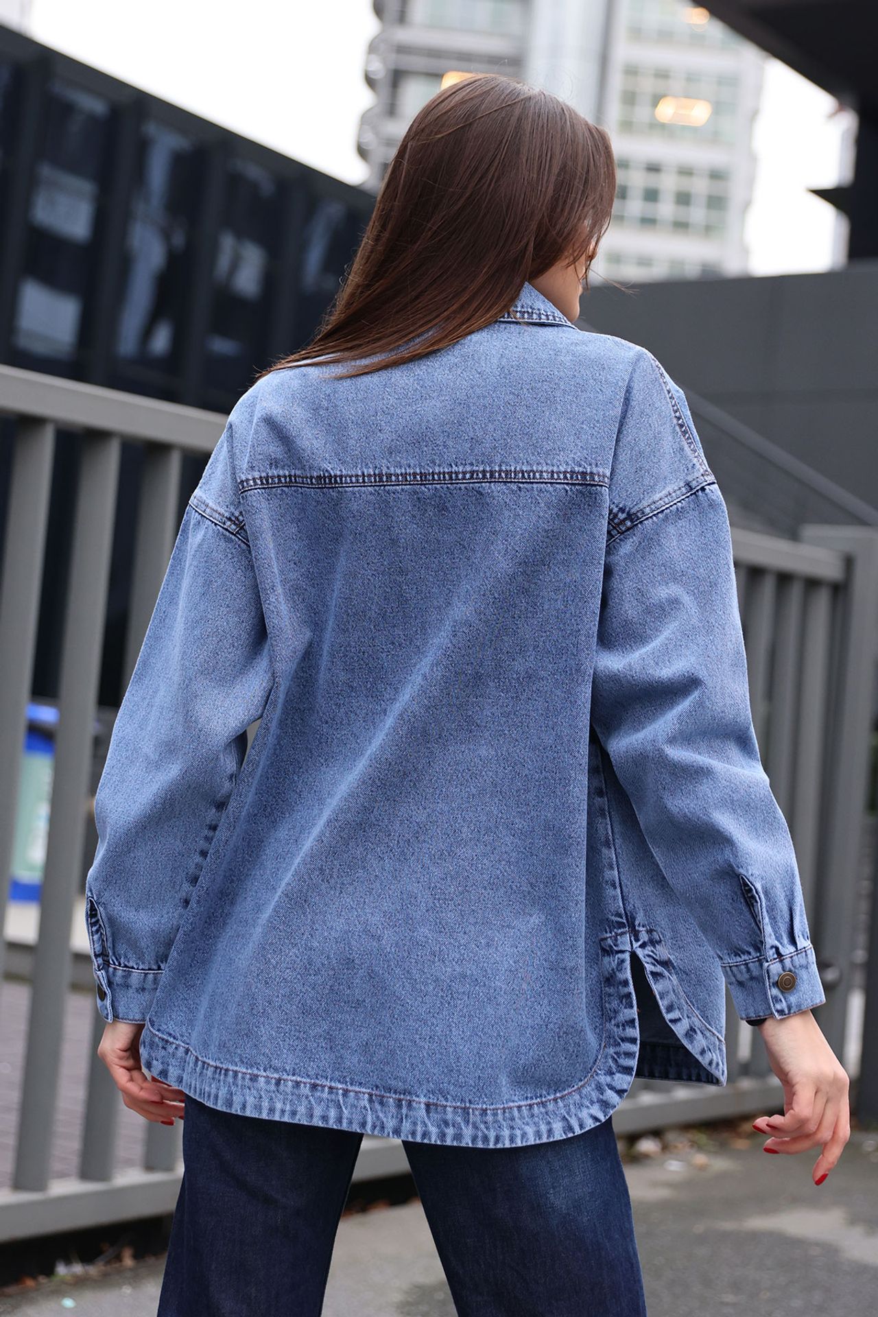 BDART Oversized Denim Jacket with Shirt Collar and Pockets 5