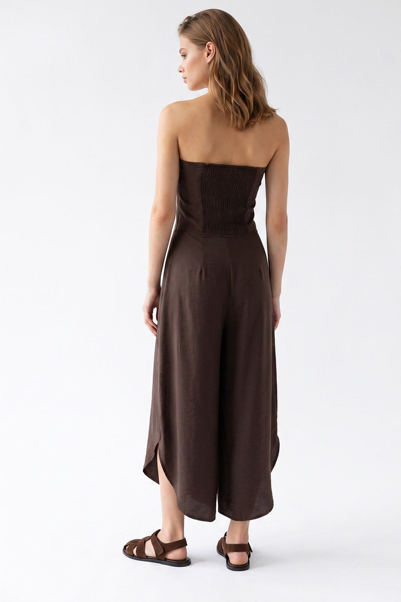 MIXRAY Strapless Wide-Leg Jumpsuit With Slit 6