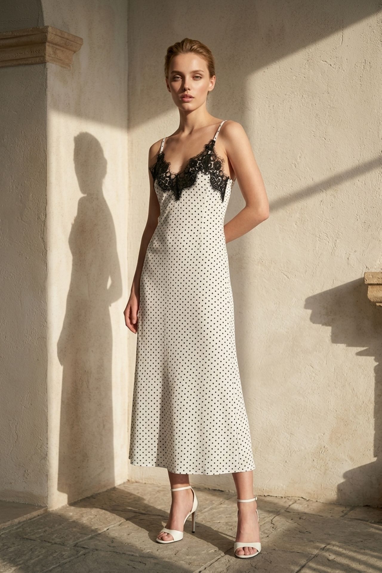 MY FASHION Women's Polka Dot Chiffon Maxi Dress 3